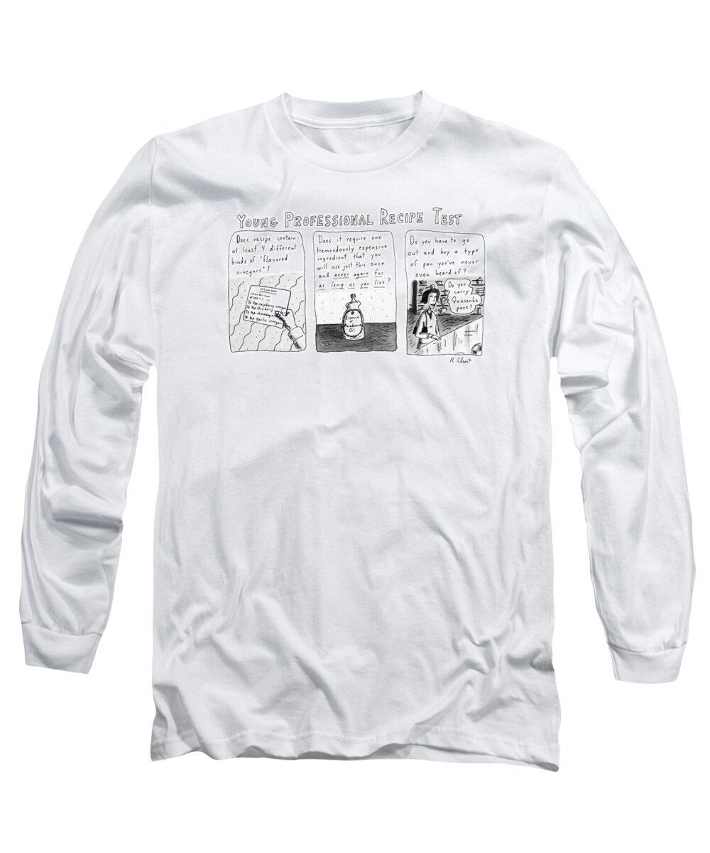 
Entries Long Sleeve T-Shirt featuring the drawing Young Professional Recipe Test by Roz Chast