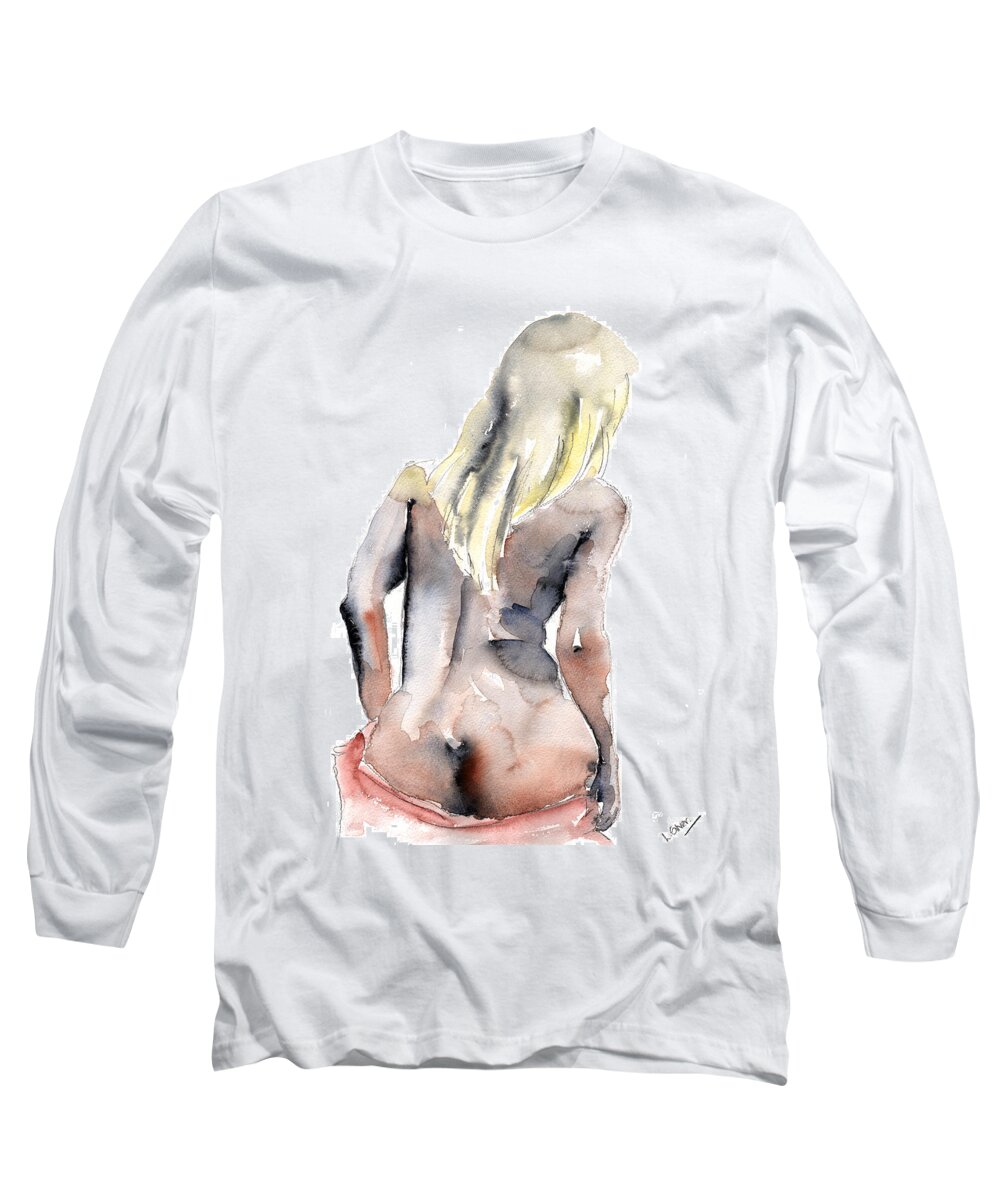 Erotic Long Sleeve T-Shirt featuring the painting Yours alone - By Lesley Silver by John Silver