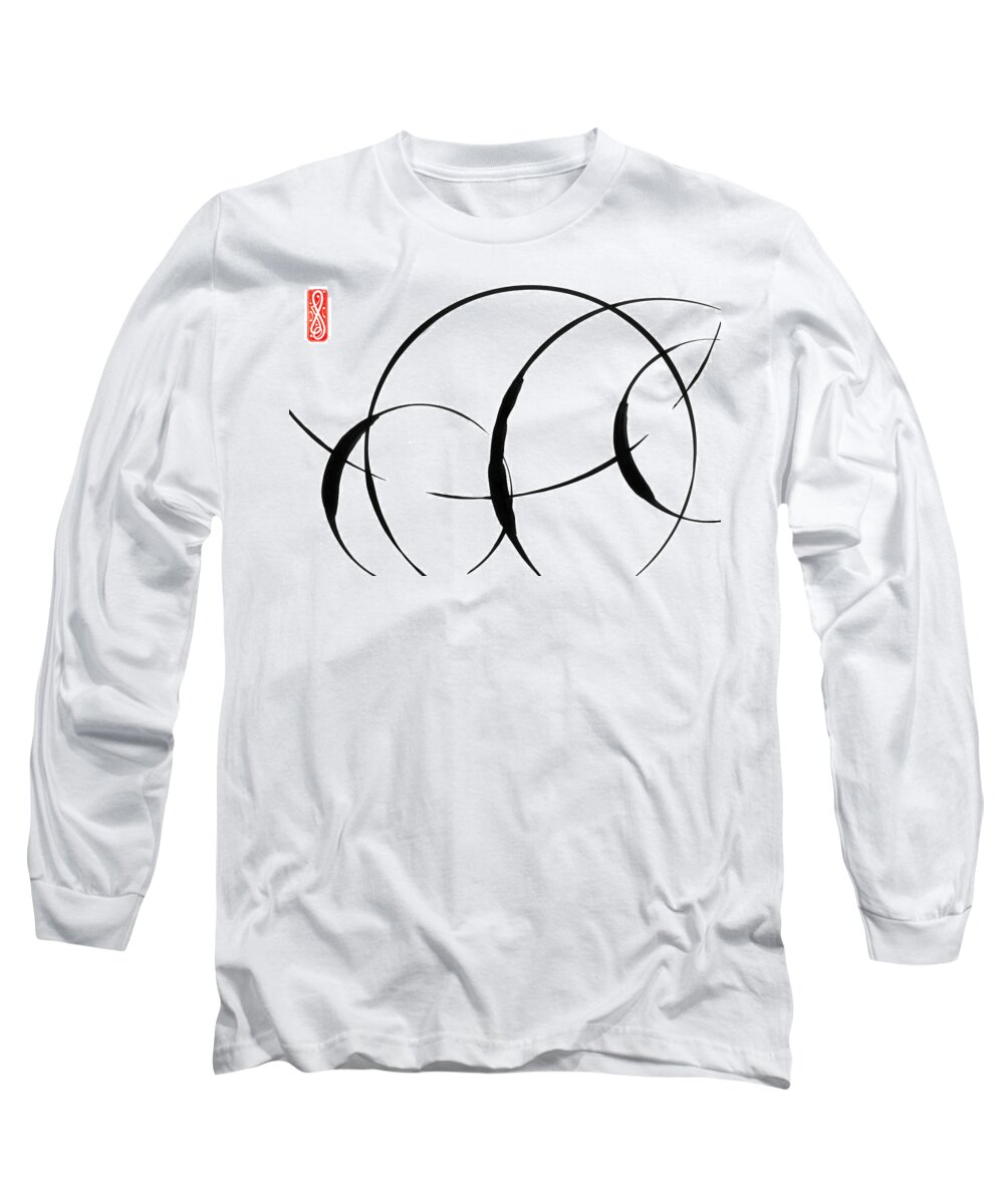 Zen Long Sleeve T-Shirt featuring the painting Zen Circles 3 by Hakon Soreide