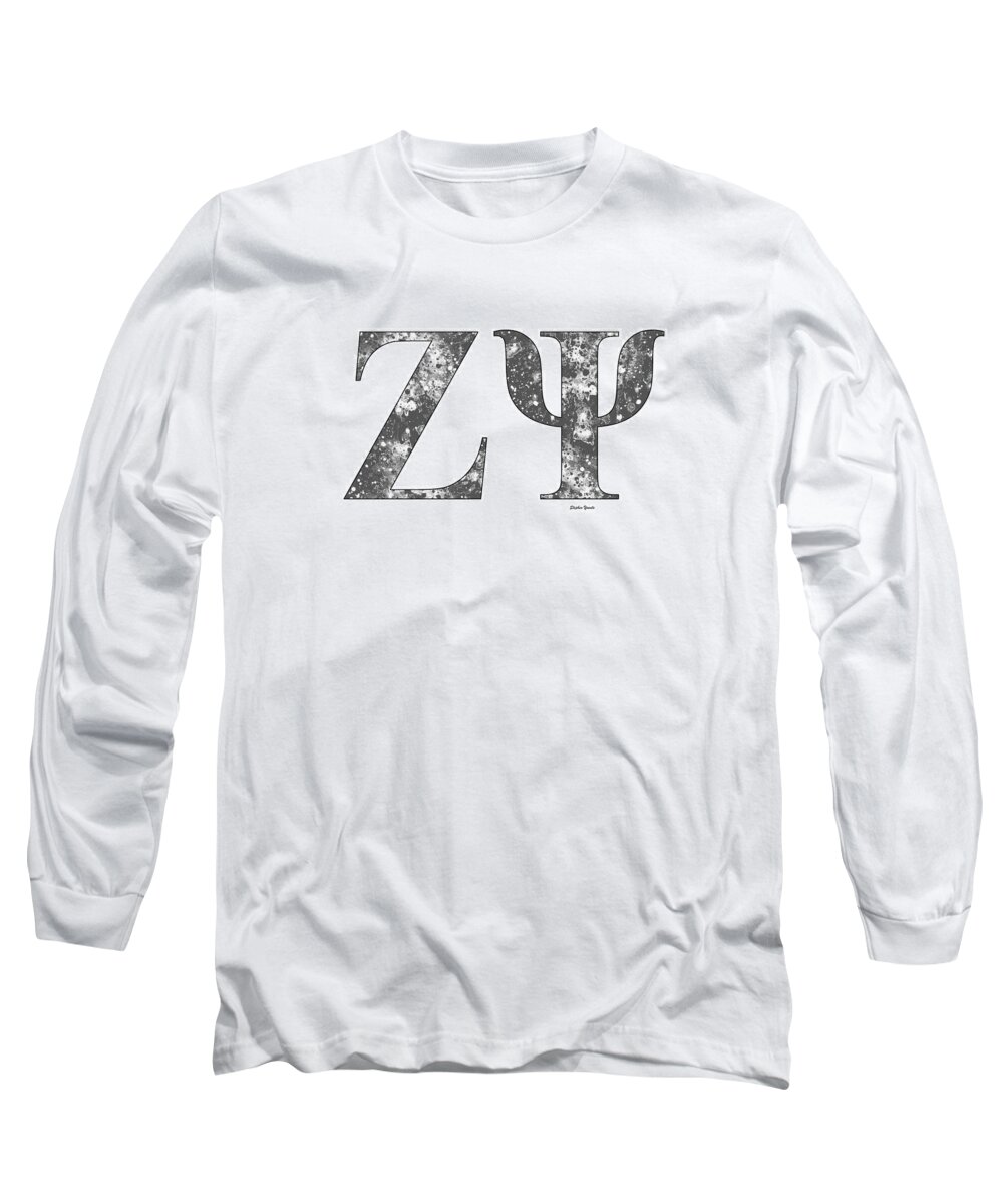 Zeta Psi Long Sleeve T-Shirt featuring the digital art Zeta Psi - White by Stephen Younts