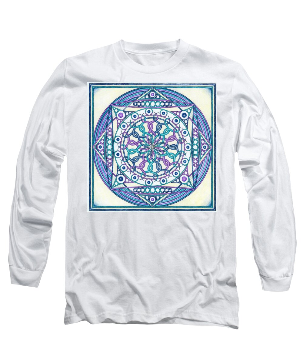 Mandala Long Sleeve T-Shirt featuring the drawing Eternity Mandala #1 by Hakon Soreide