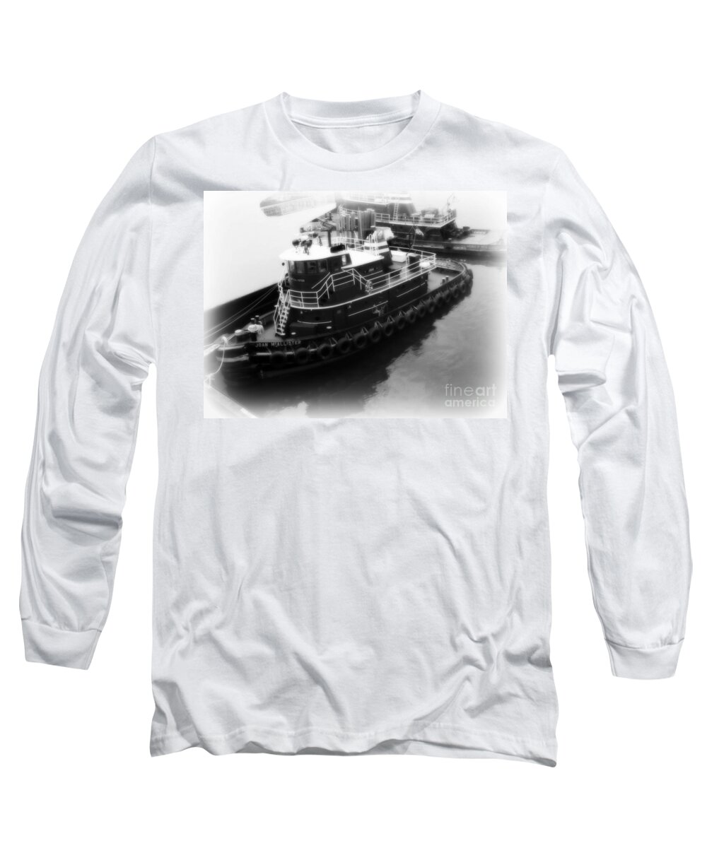 Tug Black And White Long Sleeve T-Shirt featuring the photograph Tug #2 by Kristine Nora