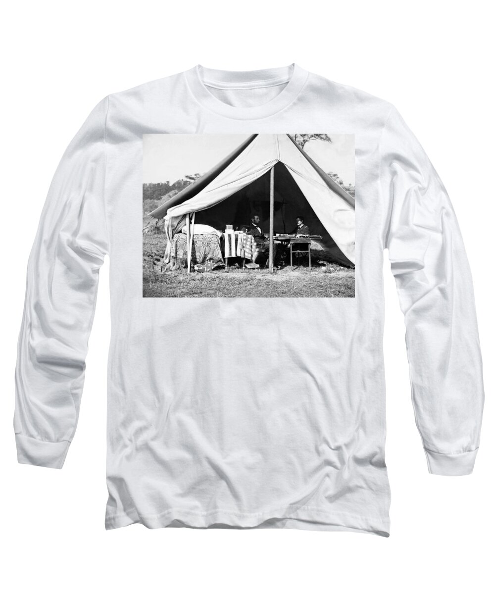abraham Lincoln Long Sleeve T-Shirt featuring the photograph Abraham Lincoln meeting with General McClellan - Antietam - October 3 1862 by International Images