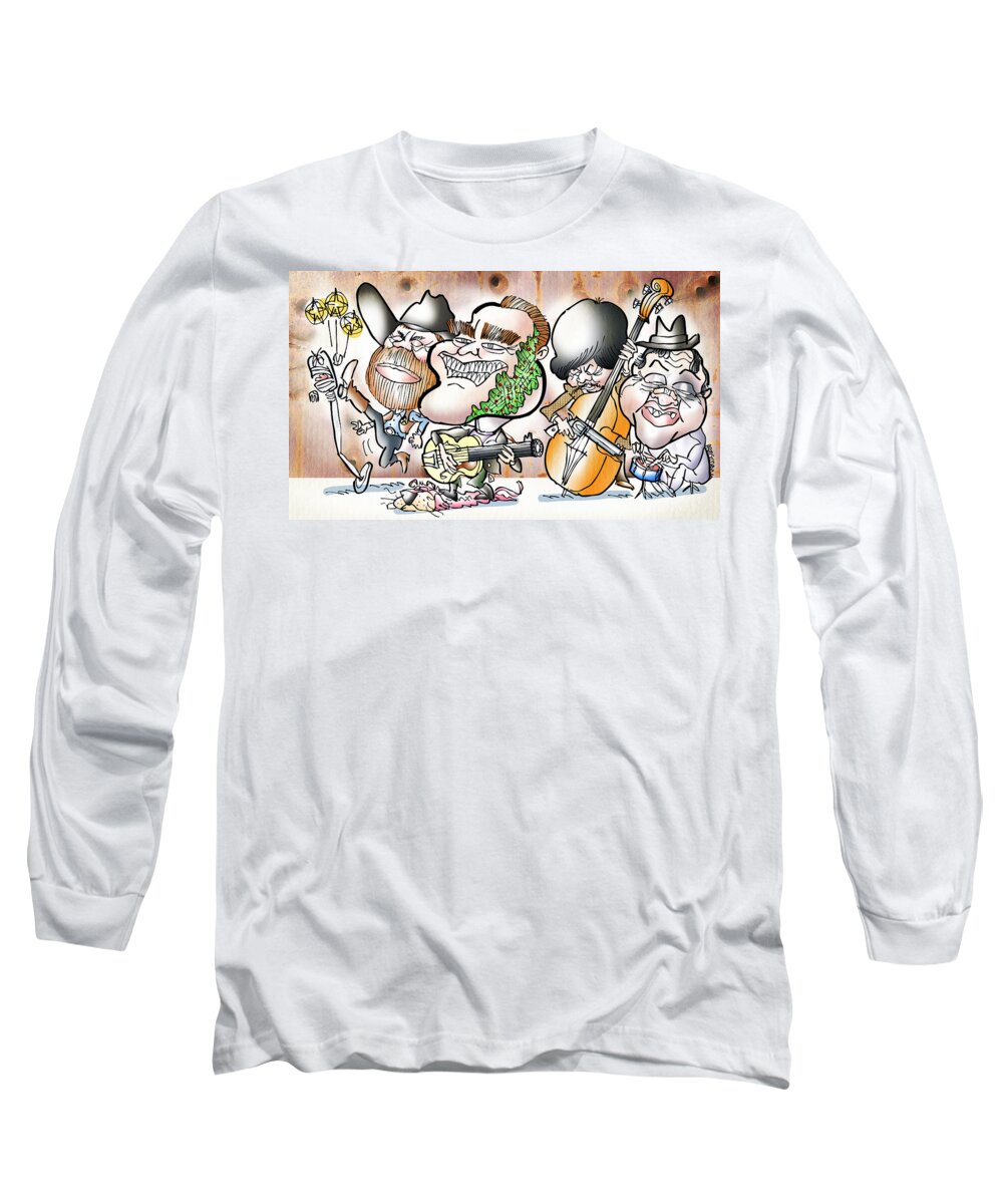 Music Long Sleeve T-Shirt featuring the digital art Arnold and The Terminators by Mark Armstrong