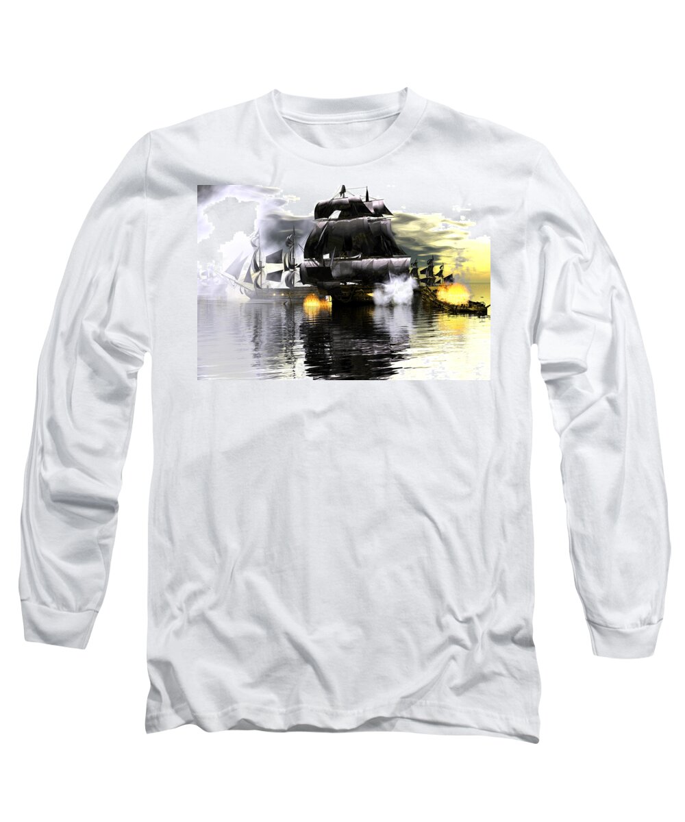 Bryce Long Sleeve T-Shirt featuring the digital art Battle smoke by Claude McCoy