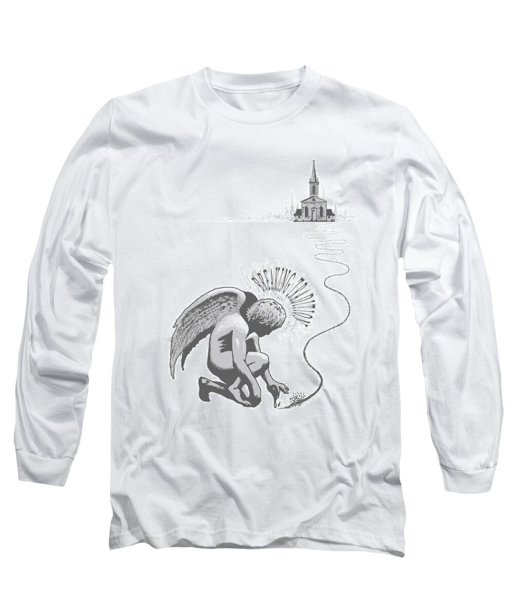 Church Long Sleeve T-Shirt featuring the mixed media Breaking Tradition by Tony Koehl