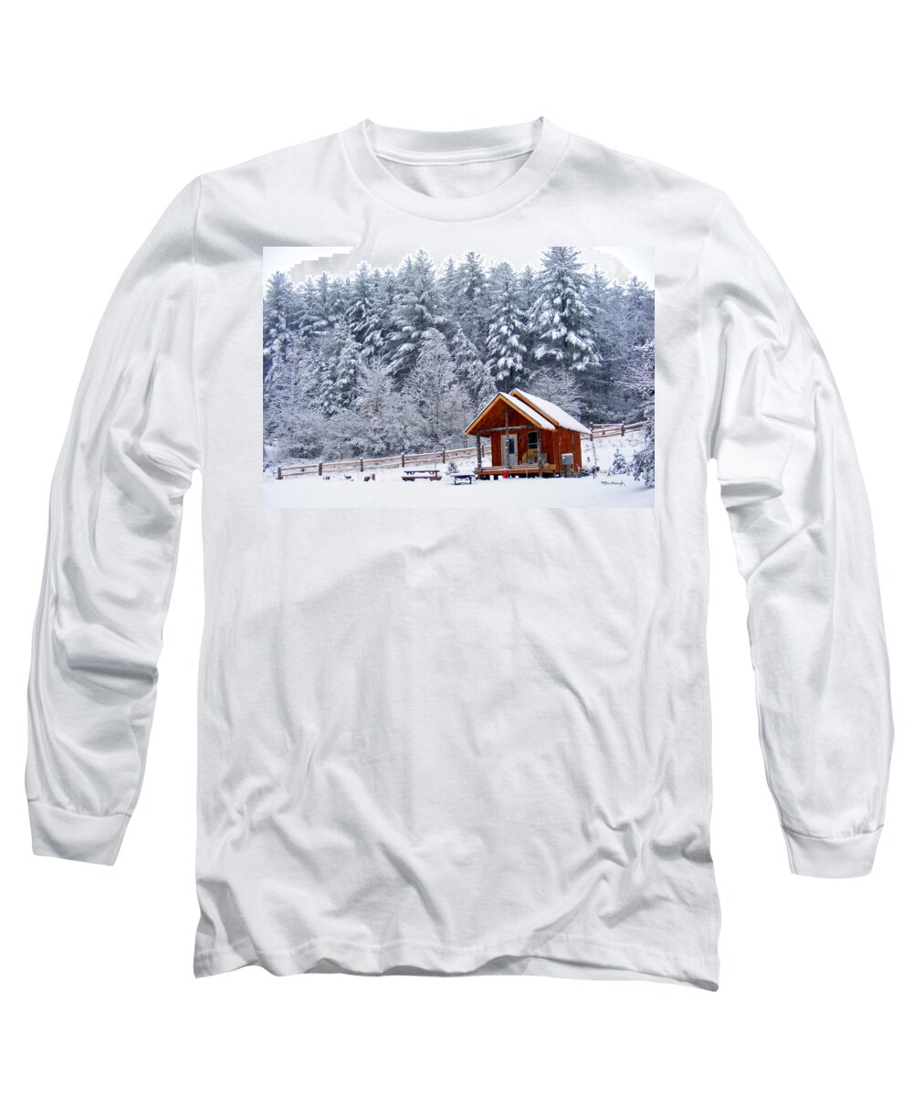 Cabins Long Sleeve T-Shirt featuring the photograph Cabin in the Snow by Duane McCullough