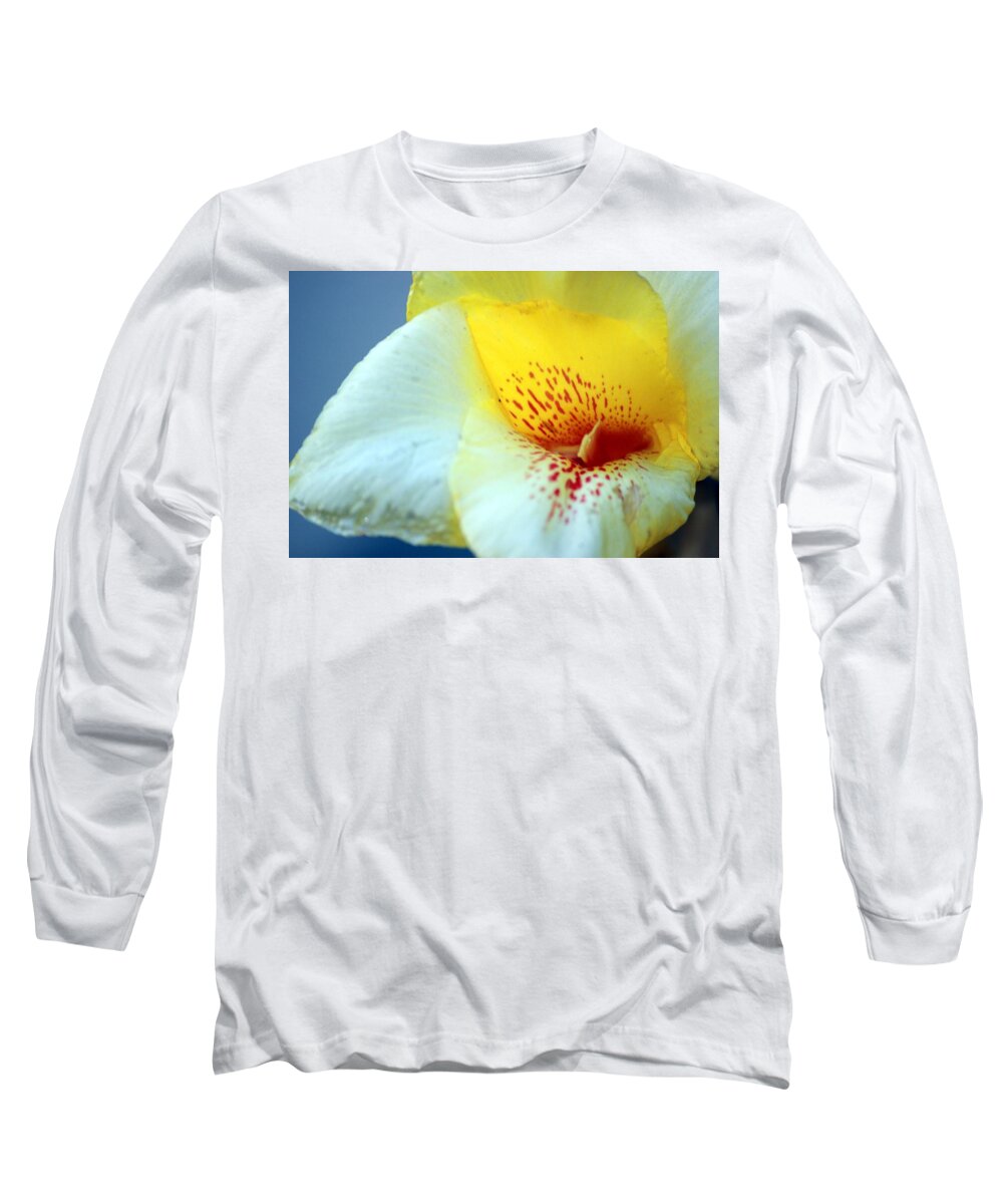 Yellow Canna Lily Long Sleeve T-Shirt featuring the photograph Delicate by Leigh Meredith