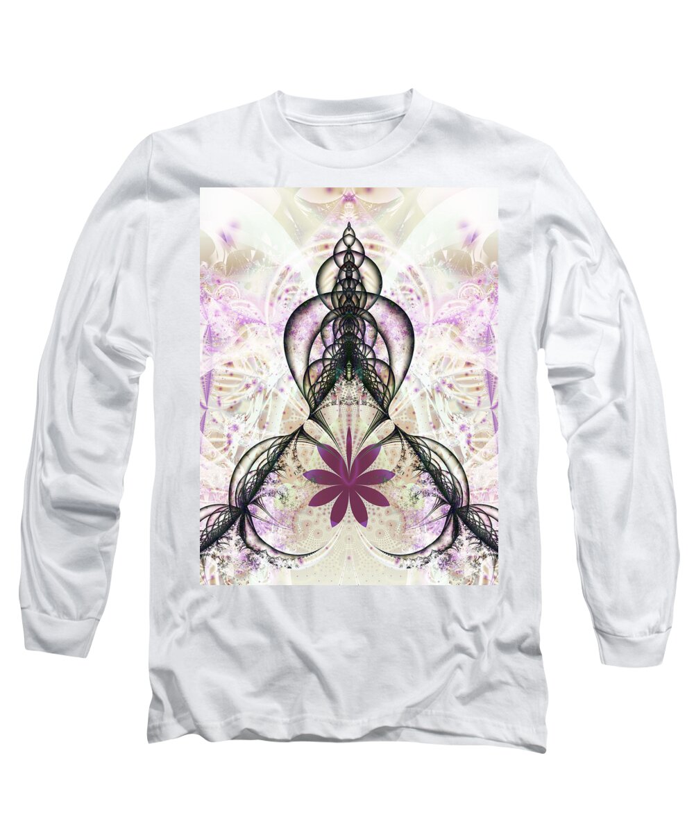 Fractal Long Sleeve T-Shirt featuring the digital art Flower Gate by Frederic Durville