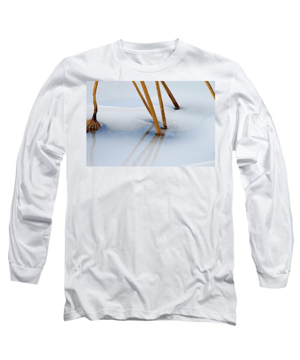 Ice Long Sleeve T-Shirt featuring the photograph Frozen Lotus by Steve Stuller