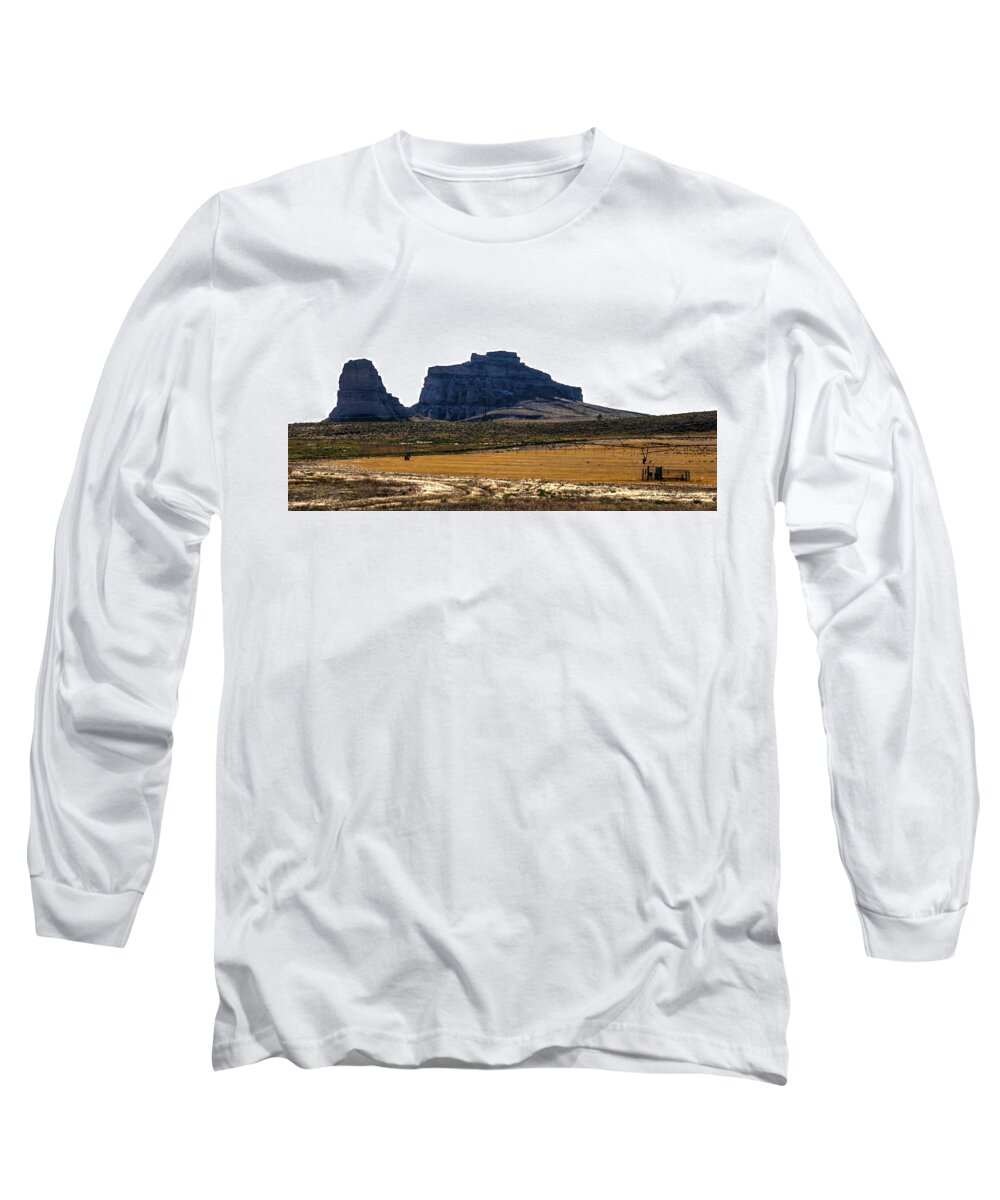 Western Nebraska Long Sleeve T-Shirt featuring the photograph Jailhouse Rock And Courthouse Rock by Ed Peterson