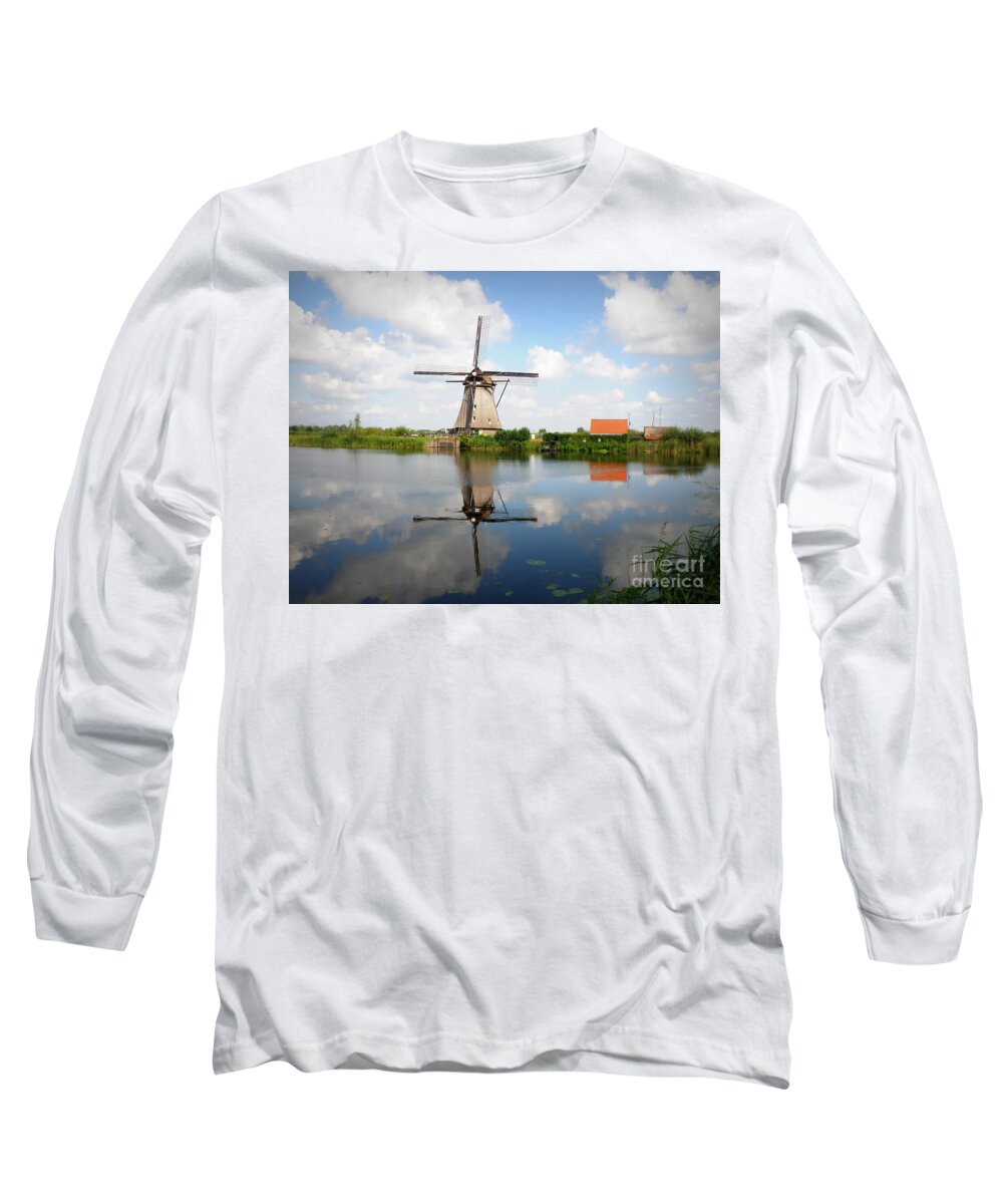 Windmill Long Sleeve T-Shirt featuring the photograph Kinderdijk Windmill by Lainie Wrightson