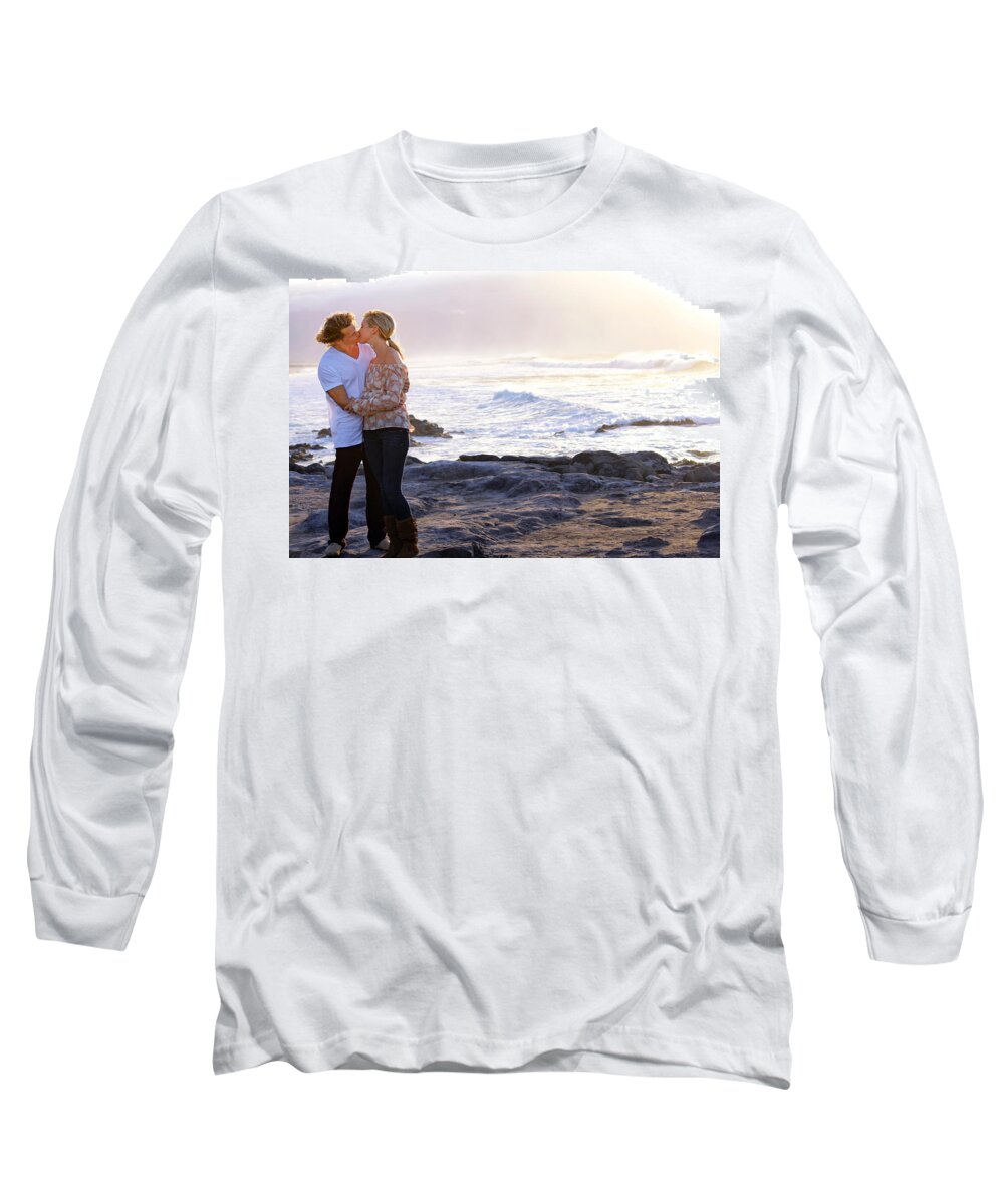 Couple Long Sleeve T-Shirt featuring the photograph Kissed by the Ocean by Dawn Eshelman