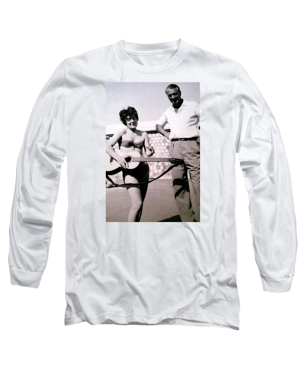 Colette Long Sleeve T-Shirt featuring the photograph Mama Chris and Gary Cooper in Monte Carlo 1958 by Colette V Hera Guggenheim