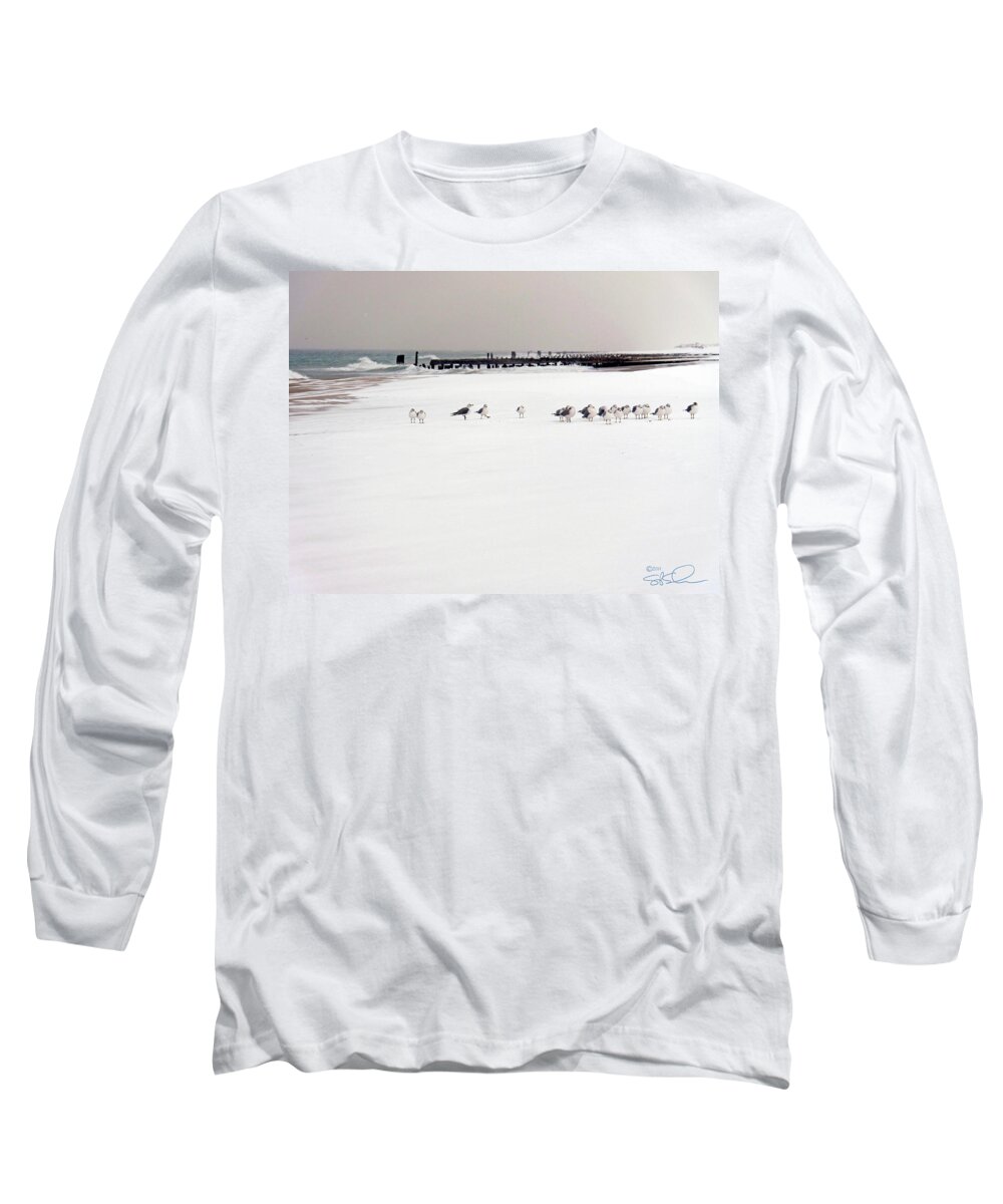 Gulls Long Sleeve T-Shirt featuring the photograph Polar Bird Club by S Paul Sahm