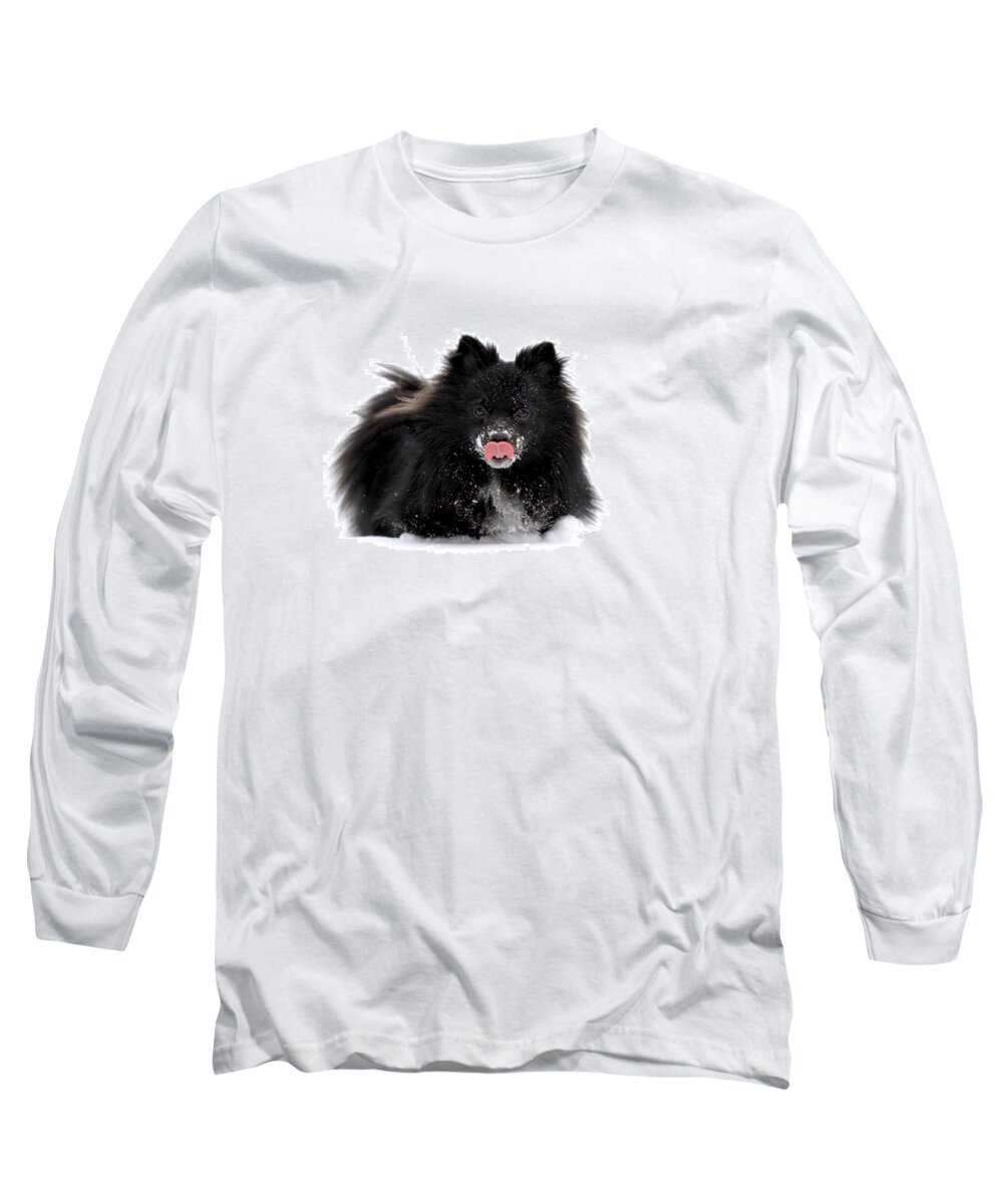 Dog Long Sleeve T-Shirt featuring the photograph Schipperke Loving Snow by Marie Jamieson