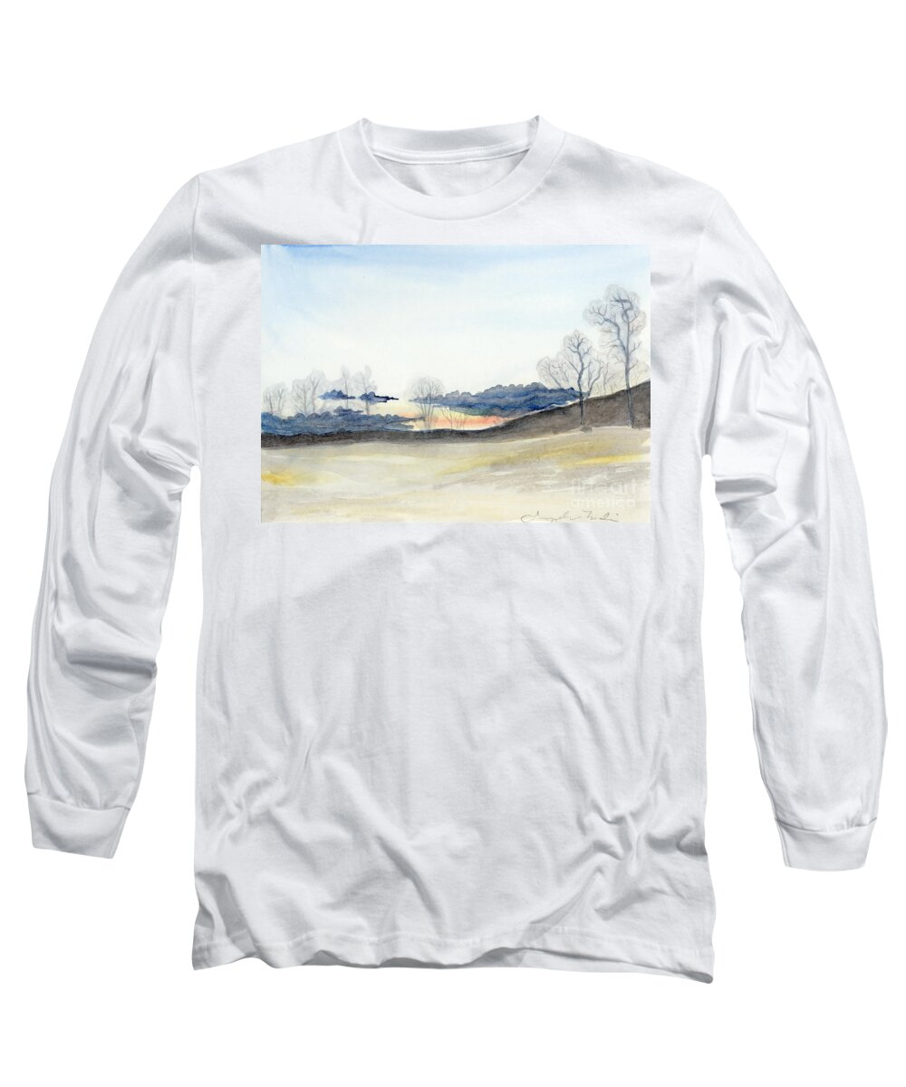 Winter Long Sleeve T-Shirt featuring the painting Stormy Sky by Jackie Irwin