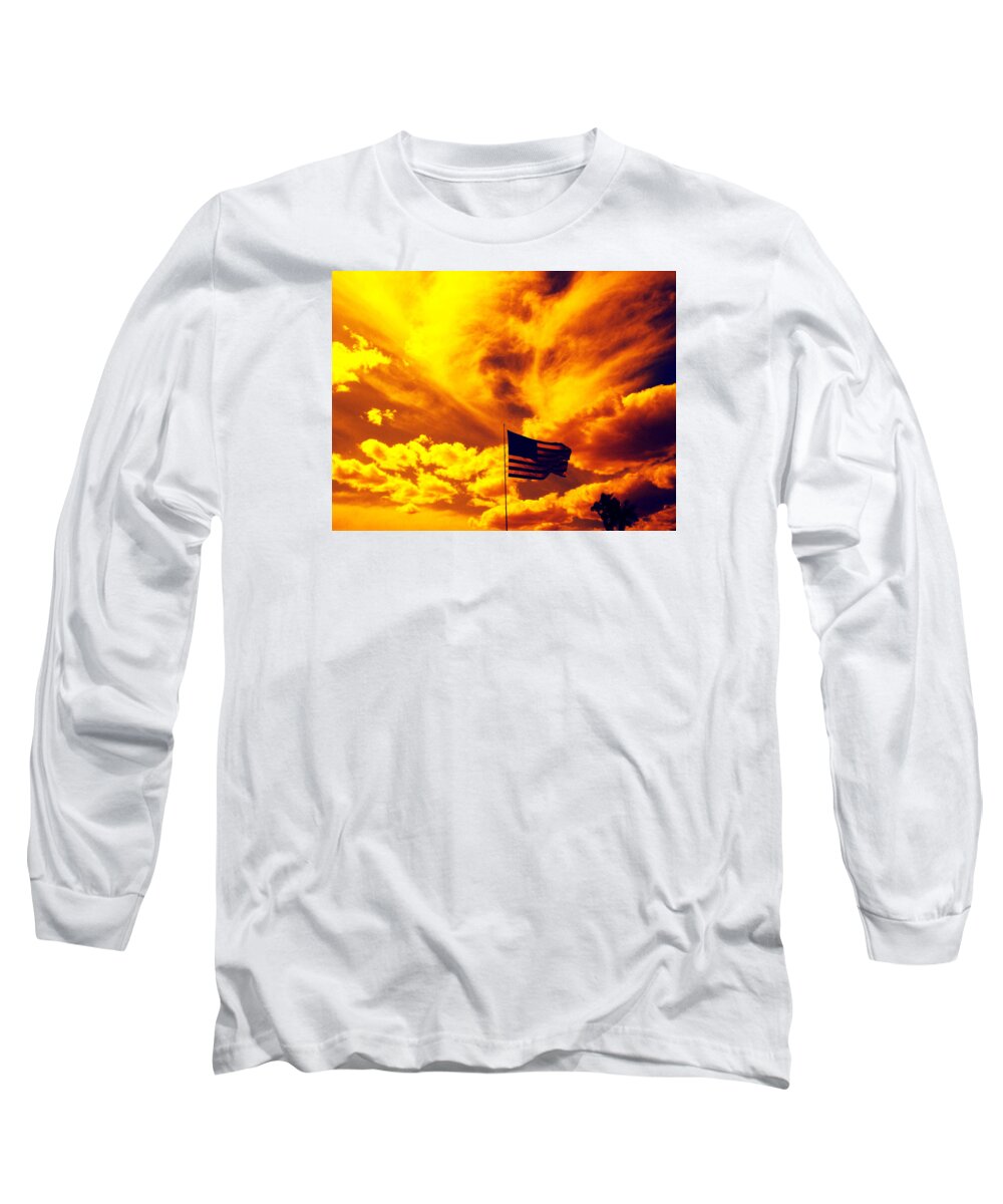 Skies Long Sleeve T-Shirt featuring the photograph Turbulant America by Charles Benavidez