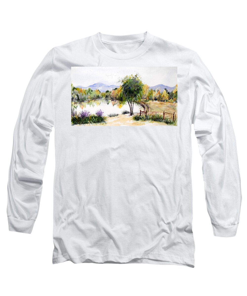 Landscape Long Sleeve T-Shirt featuring the painting View Outside Reno by Vicki Housel