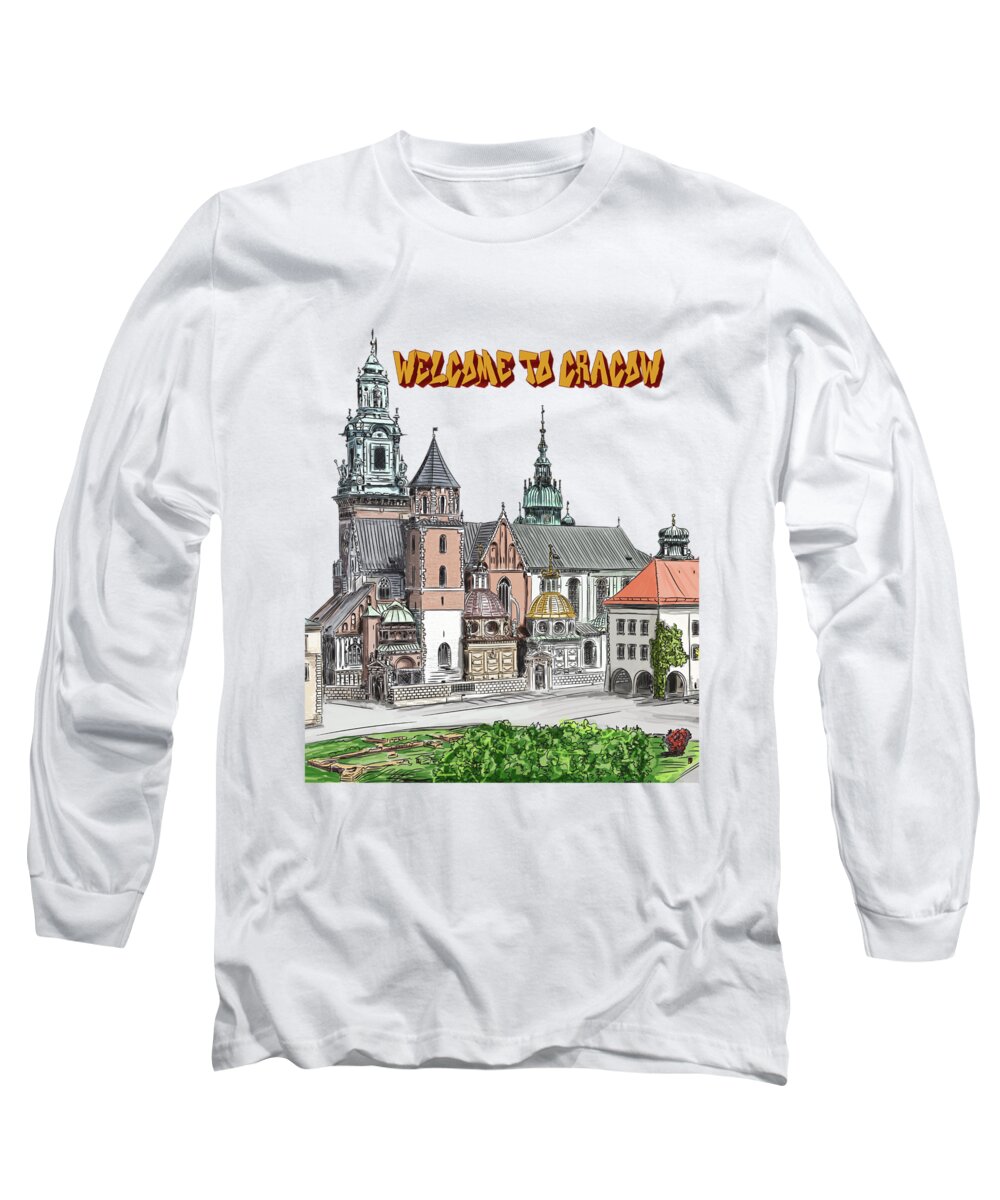 Long Sleeve T-Shirt featuring the painting Cracow.World Youth Day in 2016. by Andrzej Szczerski