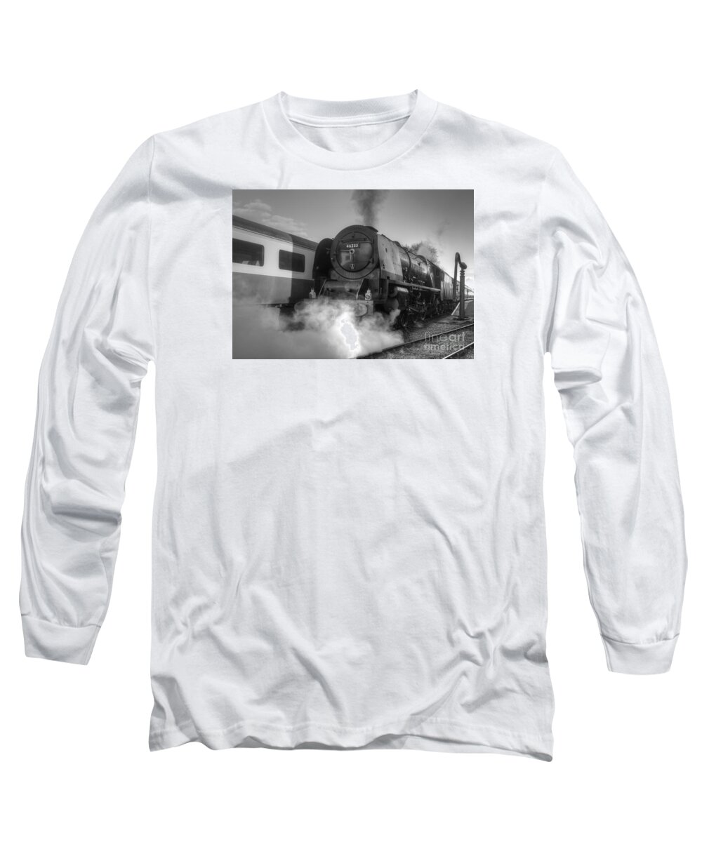 Steam Long Sleeve T-Shirt featuring the photograph 46233 Duchess Of Sutherland profile #2 by David Birchall