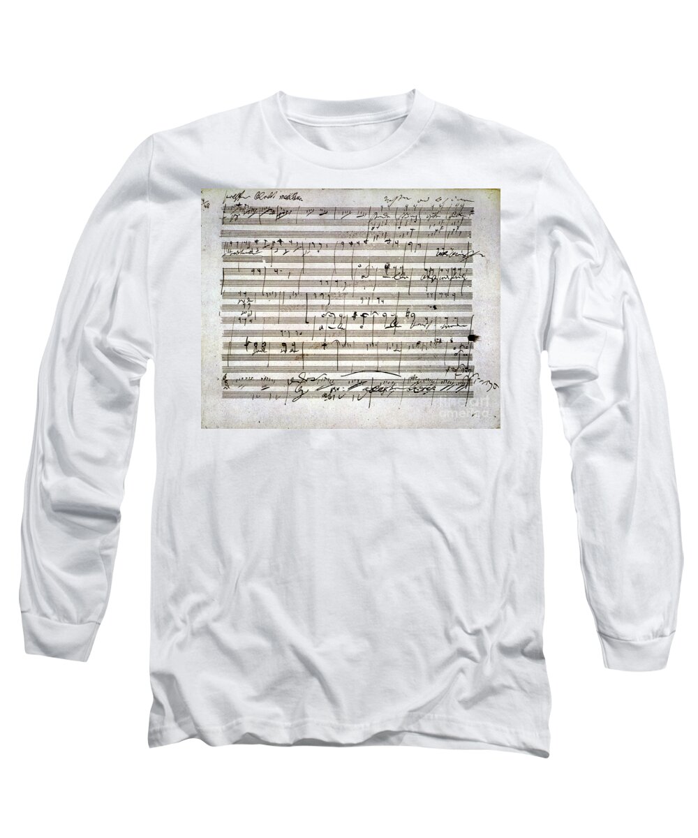 18th Century Long Sleeve T-Shirt featuring the drawing Beethoven Manuscript by Ludwig van Beethoven
