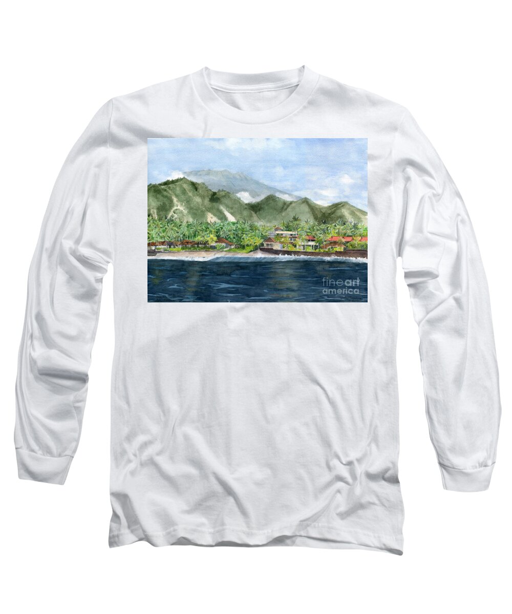 Blue Lagoon Long Sleeve T-Shirt featuring the painting Blue Lagoon Bali Indonesia #1 by Melly Terpening