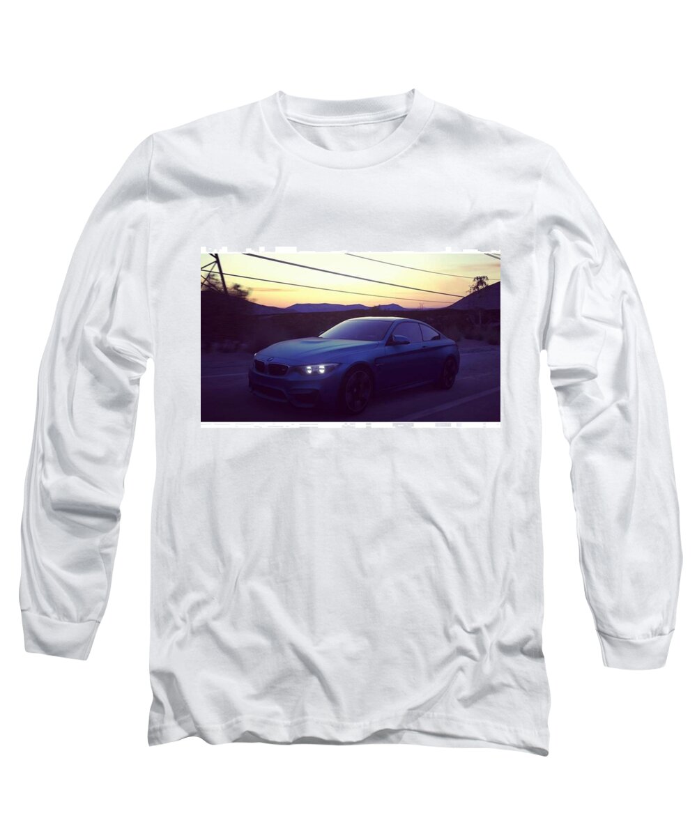 M4 Long Sleeve T-Shirt featuring the photograph #bmw #m4 #sunset #desert #driveclub #1 by Hannes Lachner