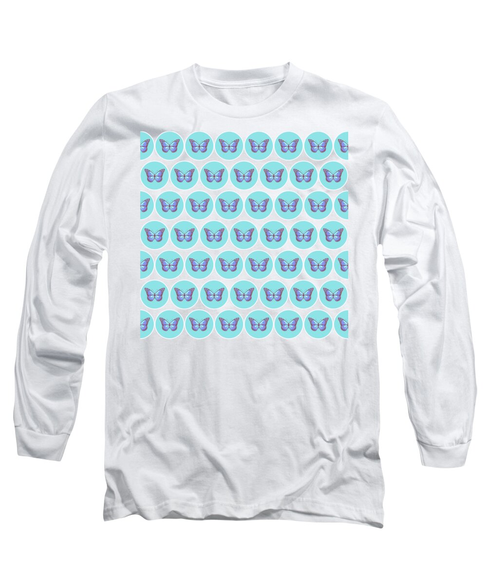 Butterflies Long Sleeve T-Shirt featuring the digital art Butterflies pattern #3 by Gaspar Avila