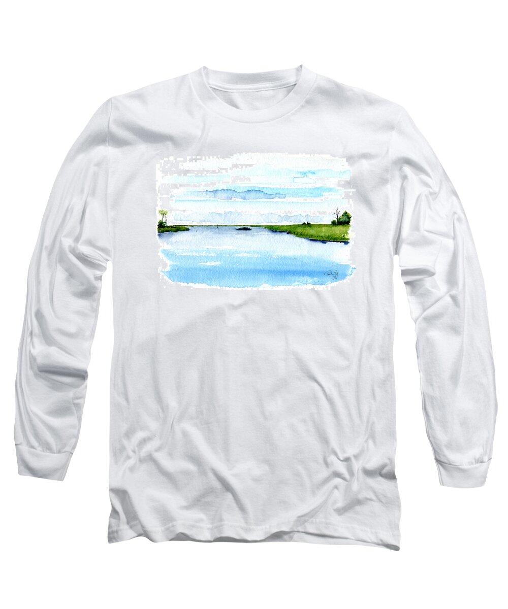 Gulf Of Mexico Long Sleeve T-Shirt featuring the painting Davis Bayou Ocean Springs Mississippi #1 by Paul Gaj