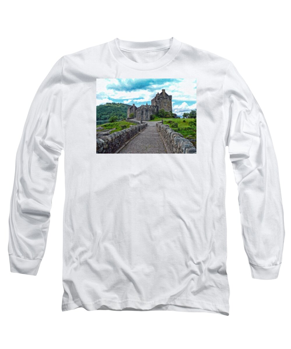 Eilean Donan Castle Long Sleeve T-Shirt featuring the painting Eilean Donan Castle - -SCT665549 by Dean Wittle