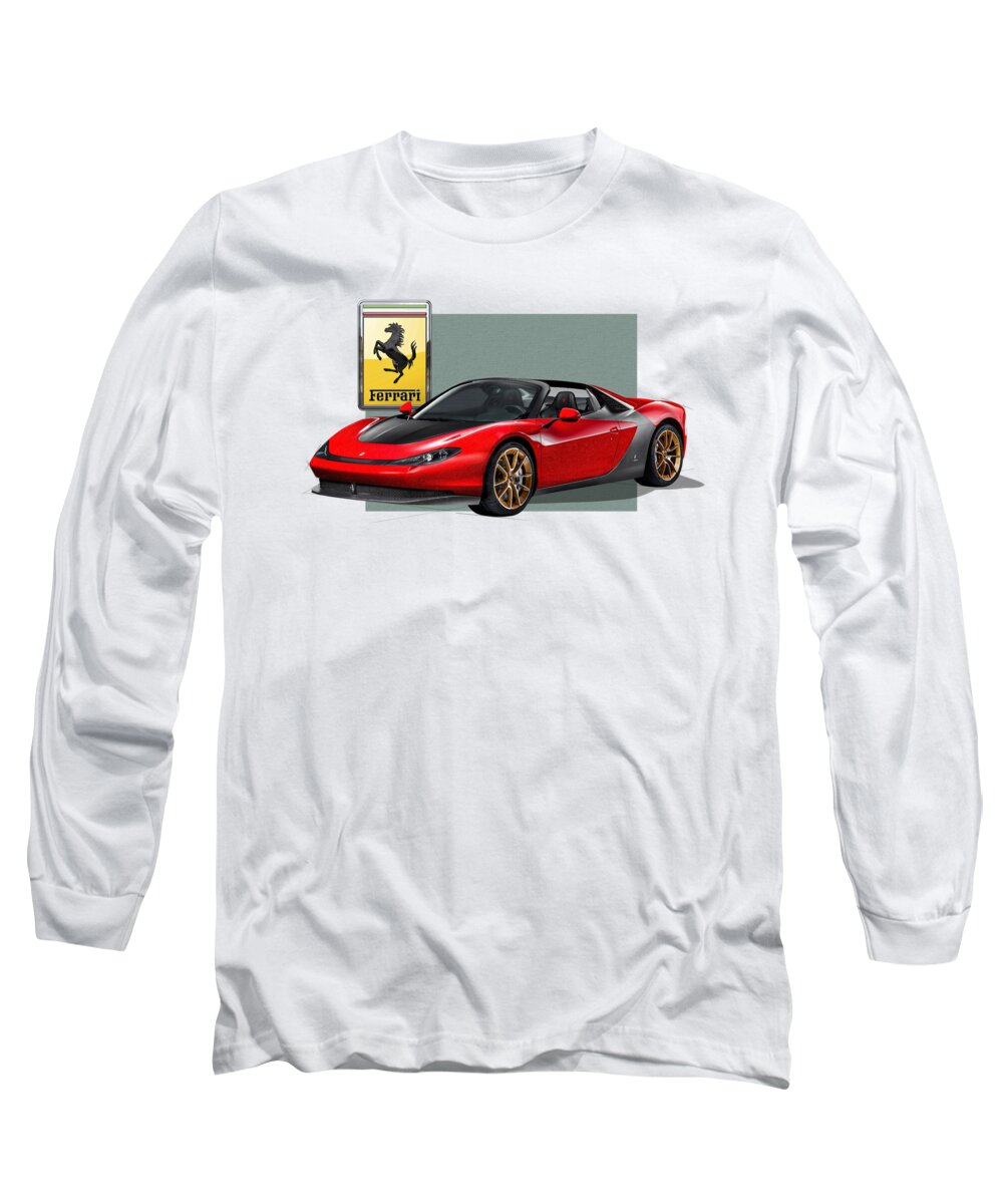 �ferrari� Collection By Serge Averbukh Long Sleeve T-Shirt featuring the photograph Ferrari Sergio with 3D Badge #1 by Serge Averbukh
