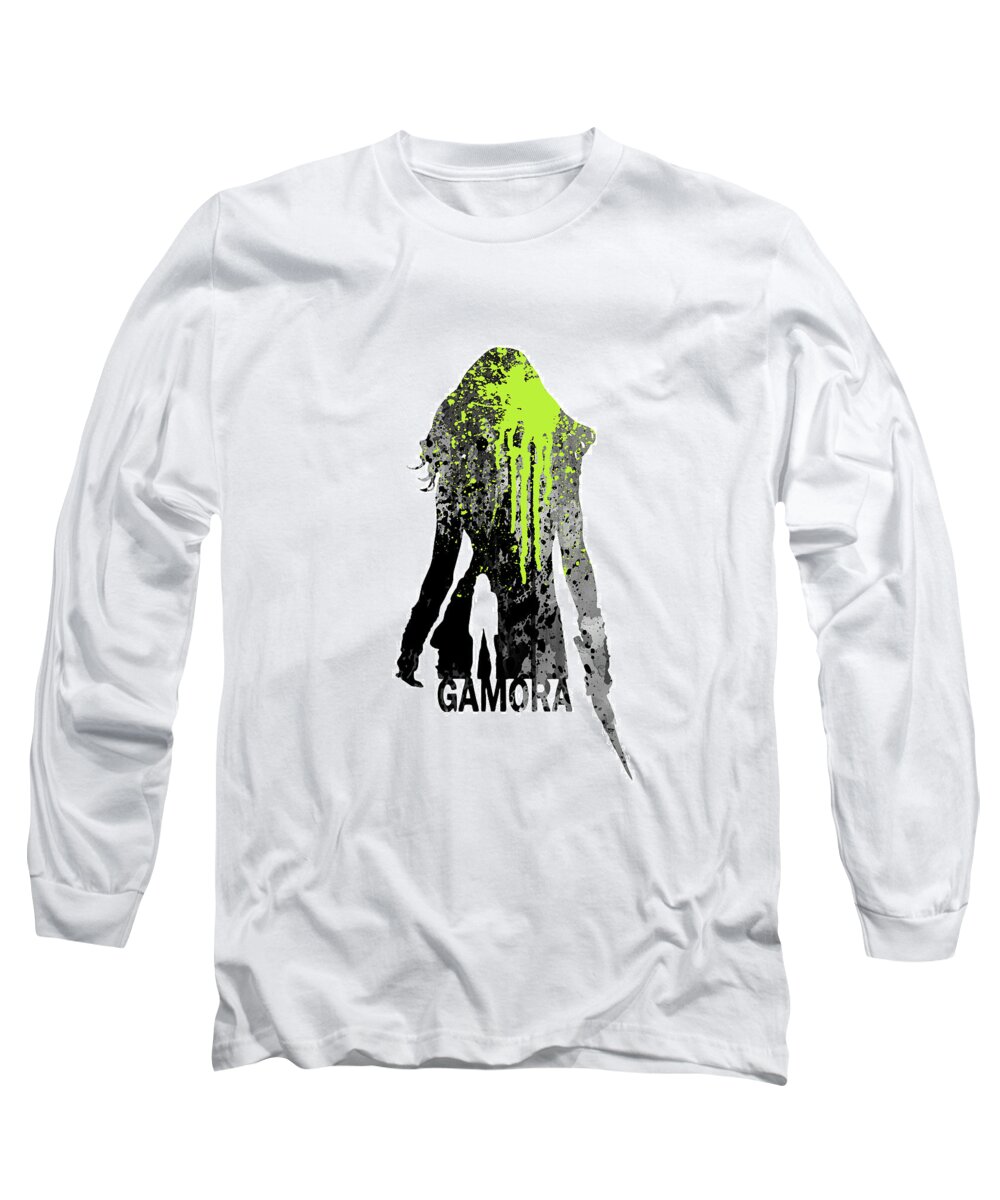 Superheroes Long Sleeve T-Shirt featuring the painting Gamora #1 by Art Popop