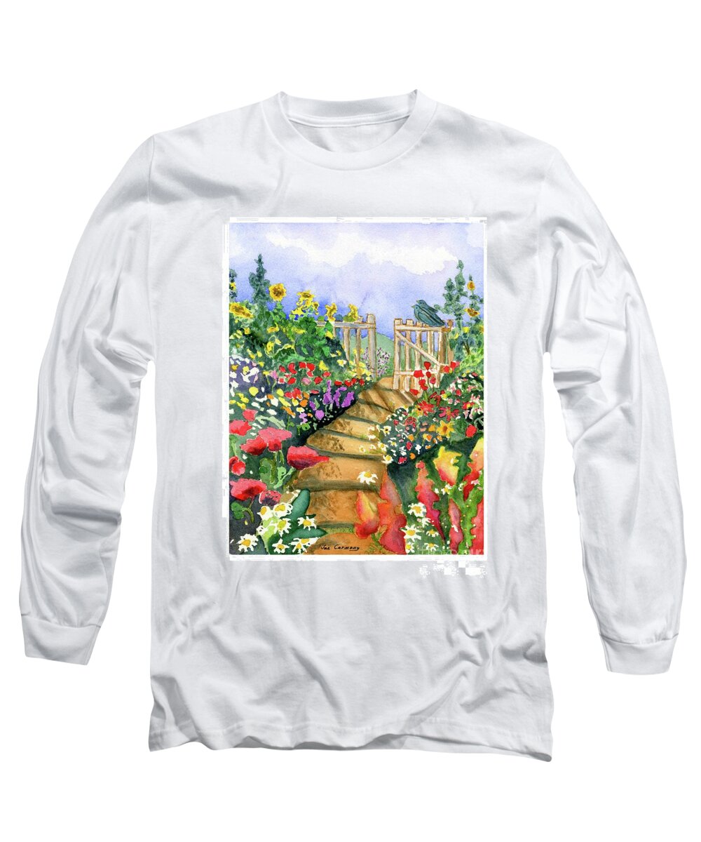 Landscape Long Sleeve T-Shirt featuring the painting Pathway to Heaven by Sue Carmony