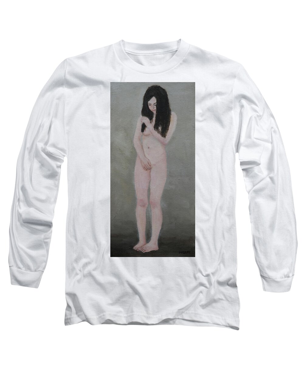 Nude Long Sleeve T-Shirt featuring the painting Humble #1 by Masami Iida