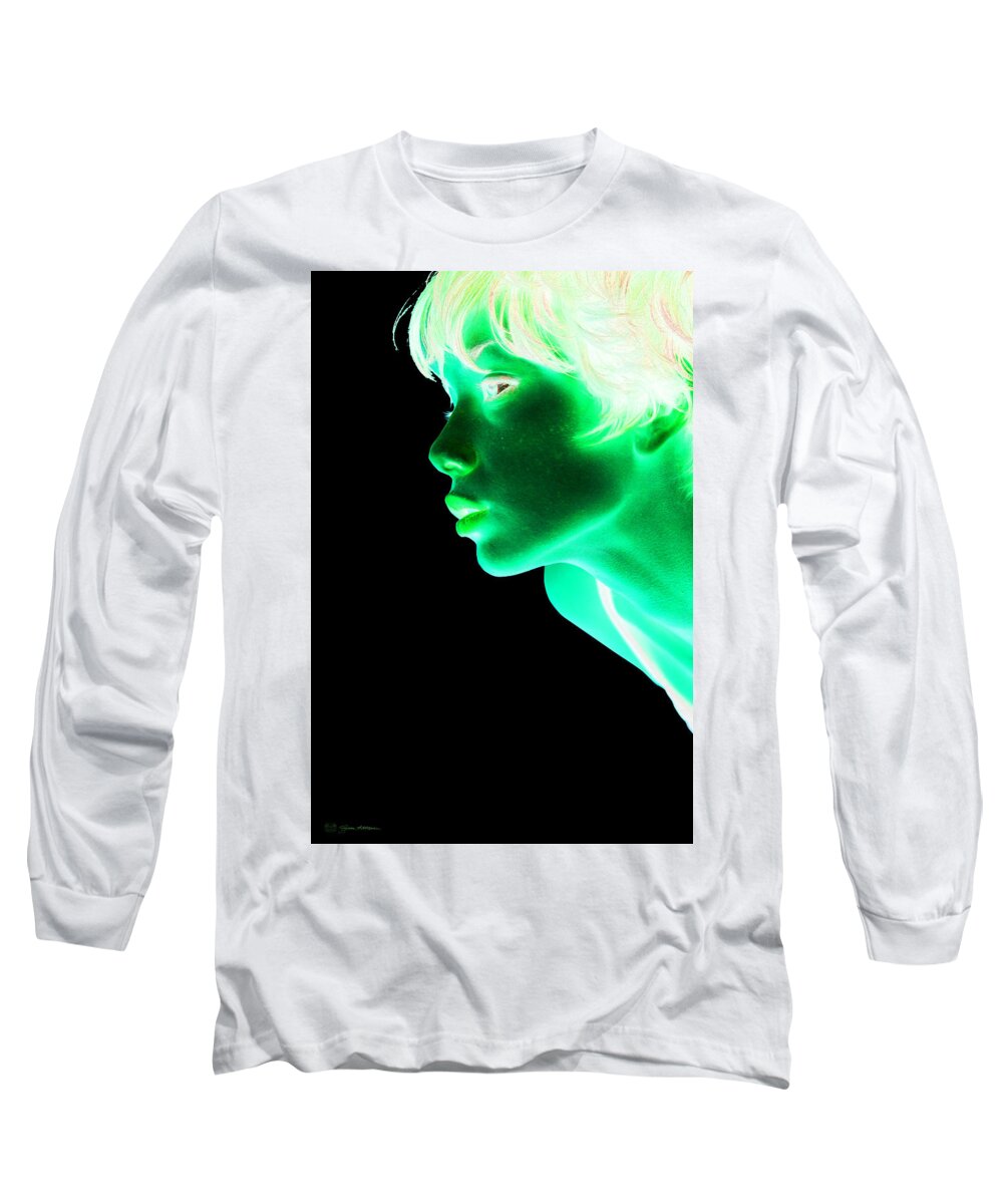 'visual Art Pop' Collection By Serge Averbukh Long Sleeve T-Shirt featuring the photograph Inverted Realities - Green #1 by Serge Averbukh