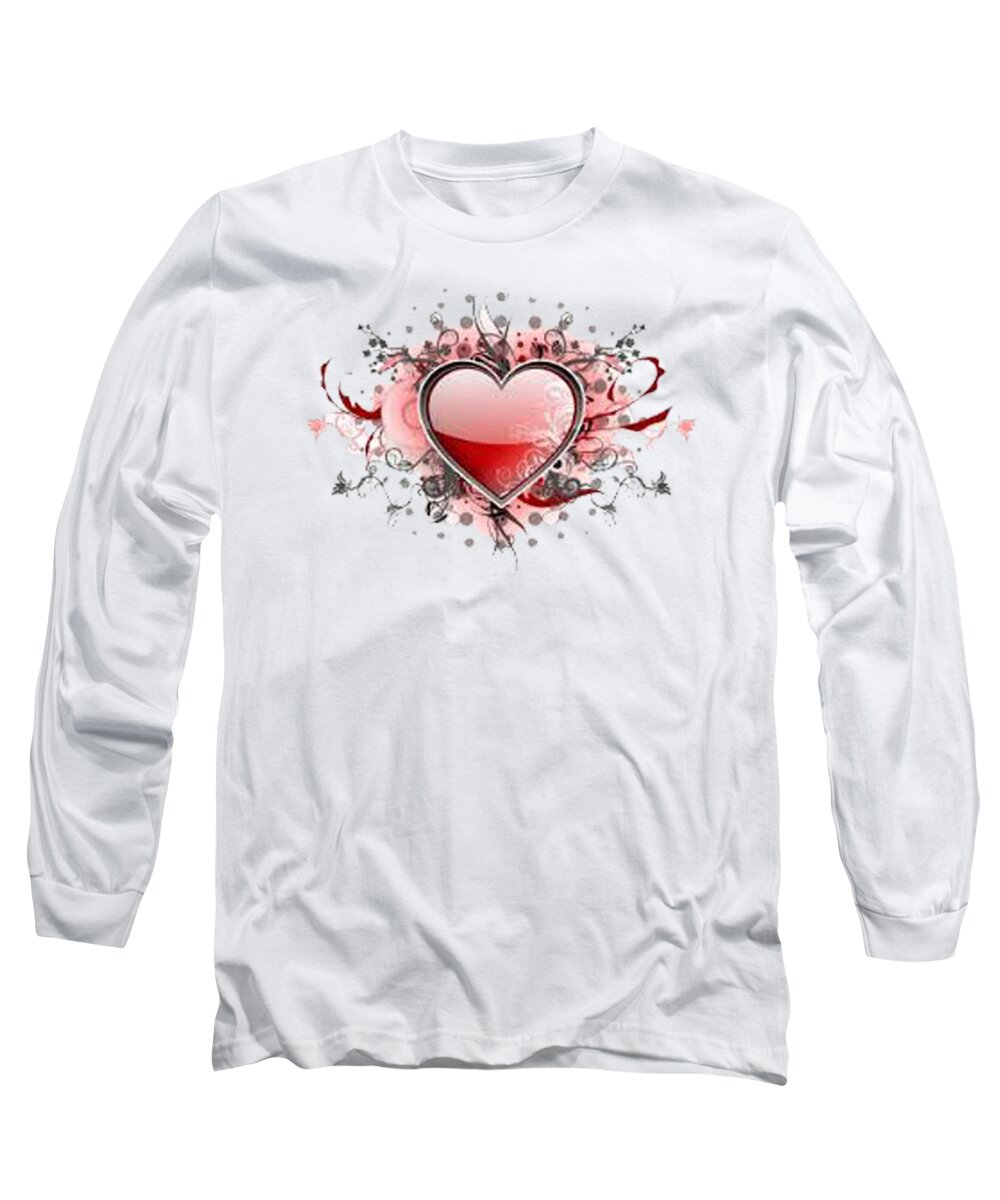  Long Sleeve T-Shirt featuring the painting Hearts 8 T-shirt by Herb Strobino
