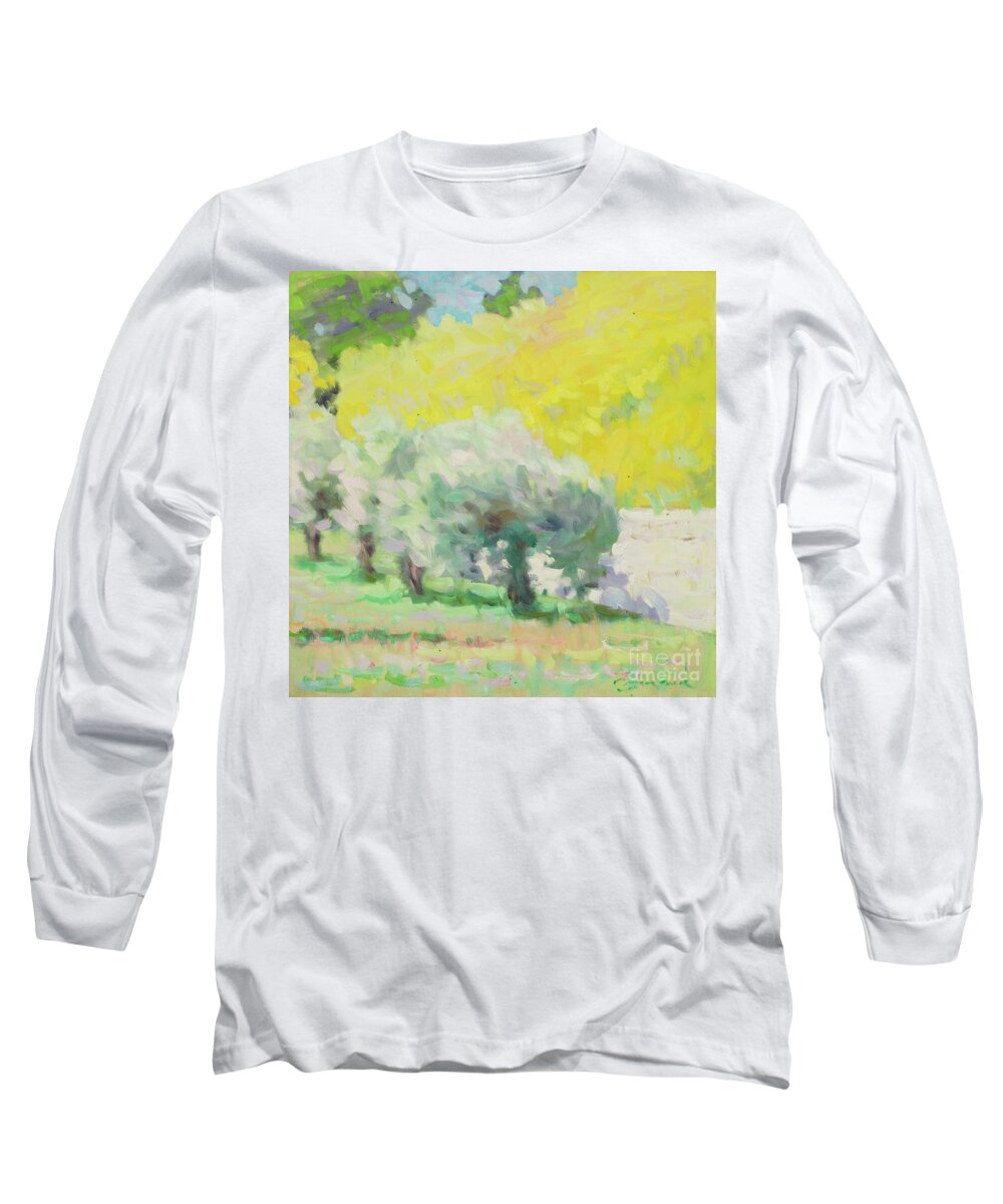 Fresia Long Sleeve T-Shirt featuring the painting Ode to Yellow #1 by Jerry Fresia