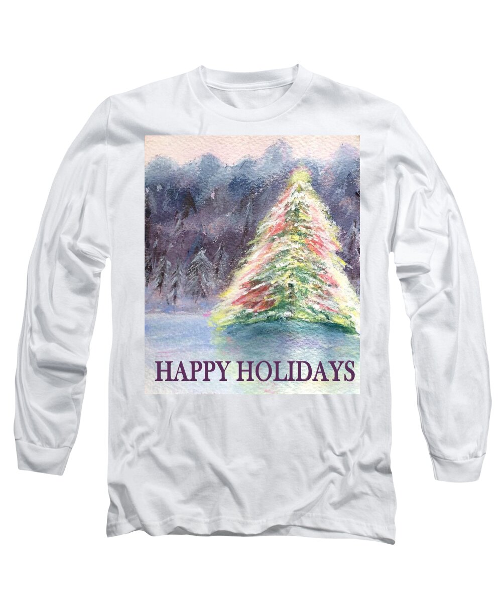 Christmas Tree Long Sleeve T-Shirt featuring the painting Oh Christmas Tree #2 by Deborah Naves