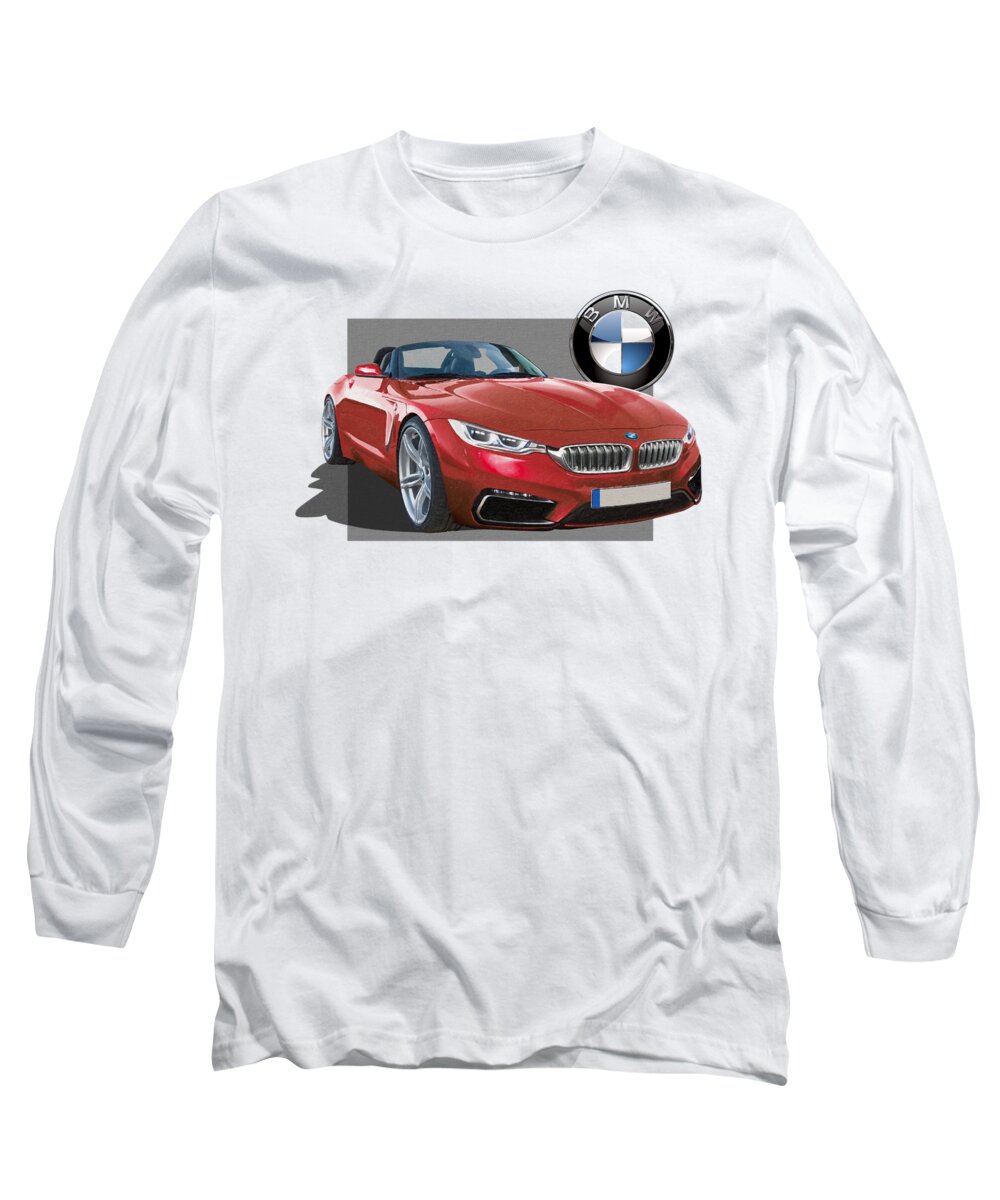 �bmw� Collection By Serge Averbukh Long Sleeve T-Shirt featuring the photograph Red 2018 B M W Z 5 with 3 D Badge by Serge Averbukh
