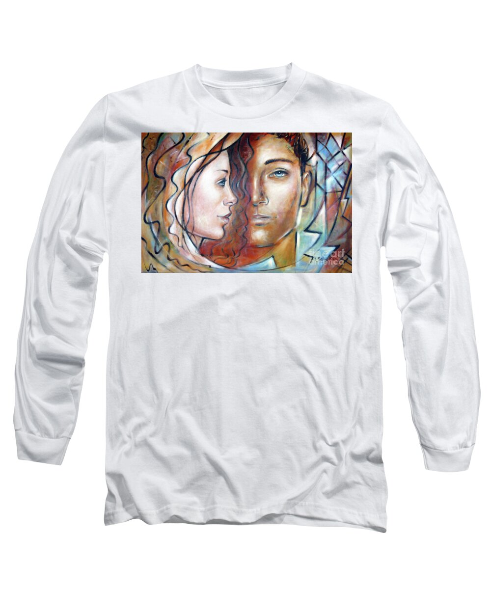Love Long Sleeve T-Shirt featuring the painting She Loves Me 140709 #1 by Selena Boron