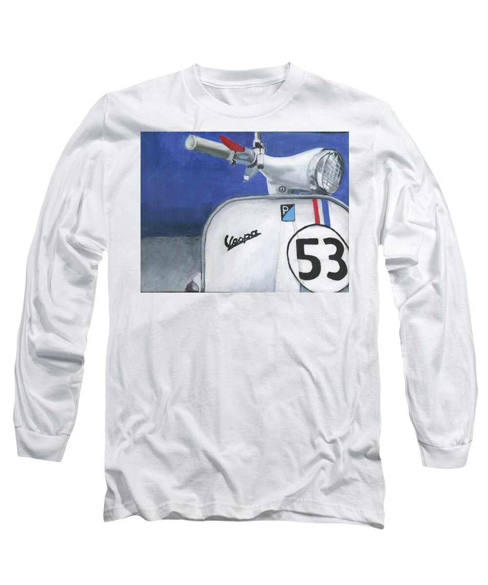 Vespa Long Sleeve T-Shirt featuring the painting Vespa 53 #1 by Debbie Brown