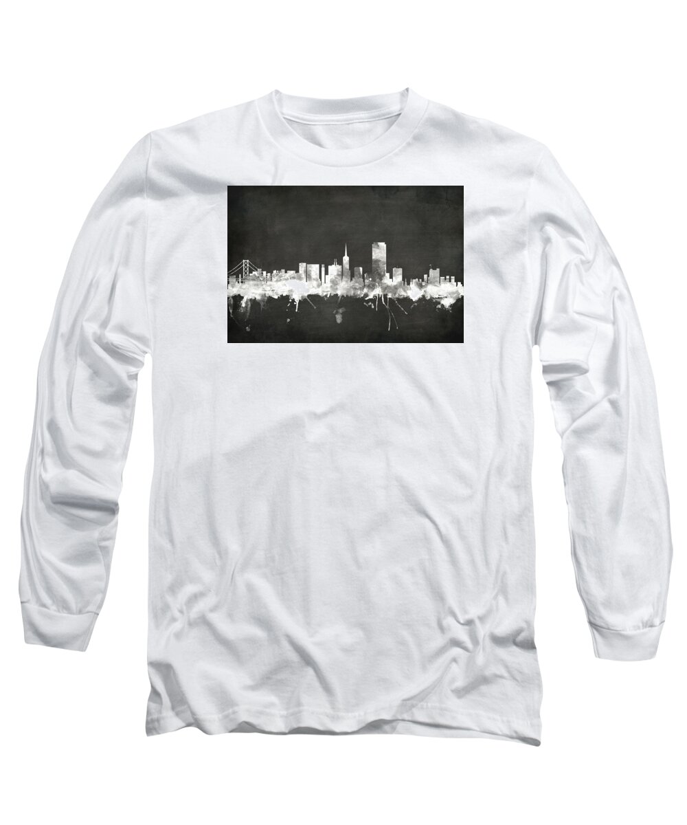 San Francisco Long Sleeve T-Shirt featuring the digital art San Francisco City Skyline #12 by Michael Tompsett