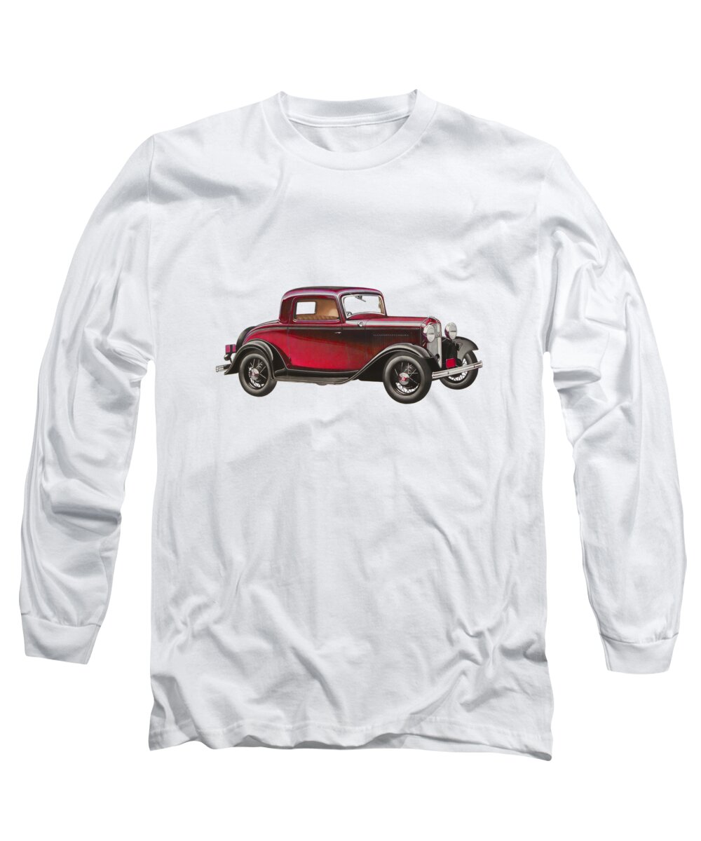 Transparent Background Long Sleeve T-Shirt featuring the digital art 1932 Ford Deluxe by John Haldane