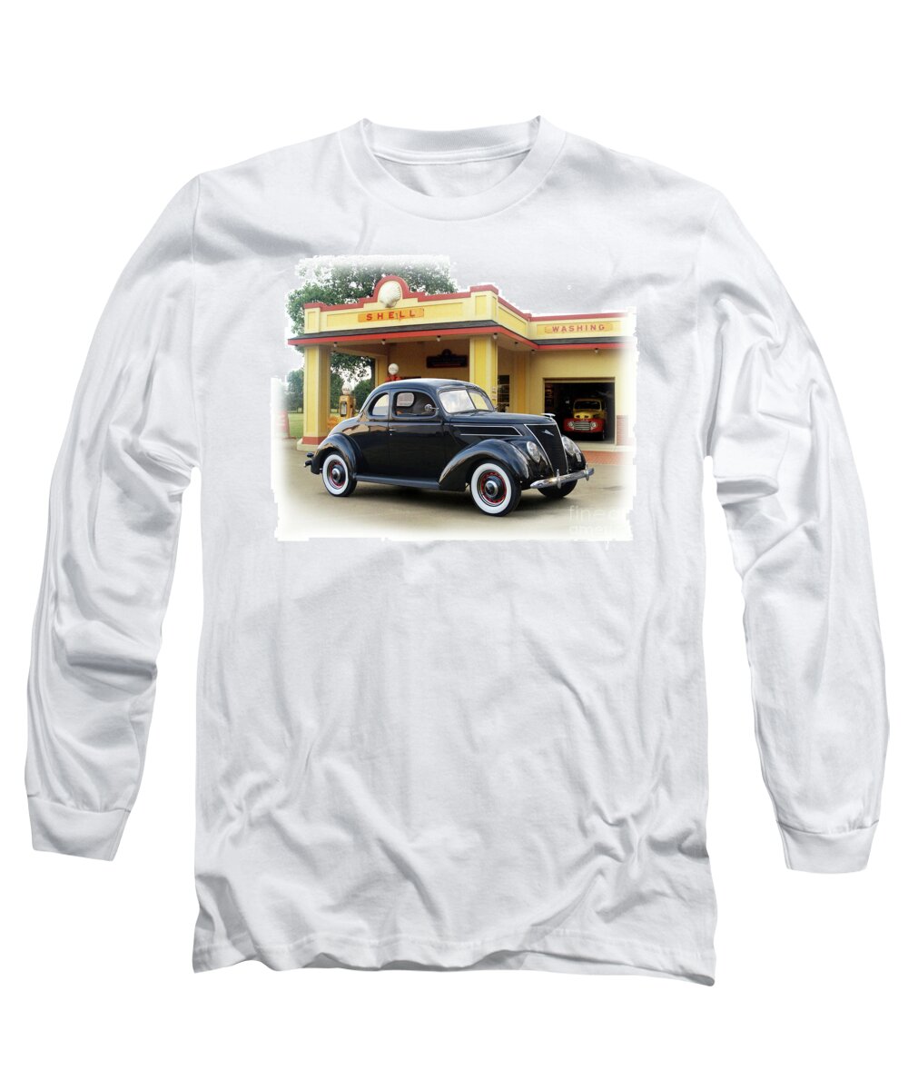 1937 Long Sleeve T-Shirt featuring the photograph 1937 Ford, Vintage Shell Station by Ron Long