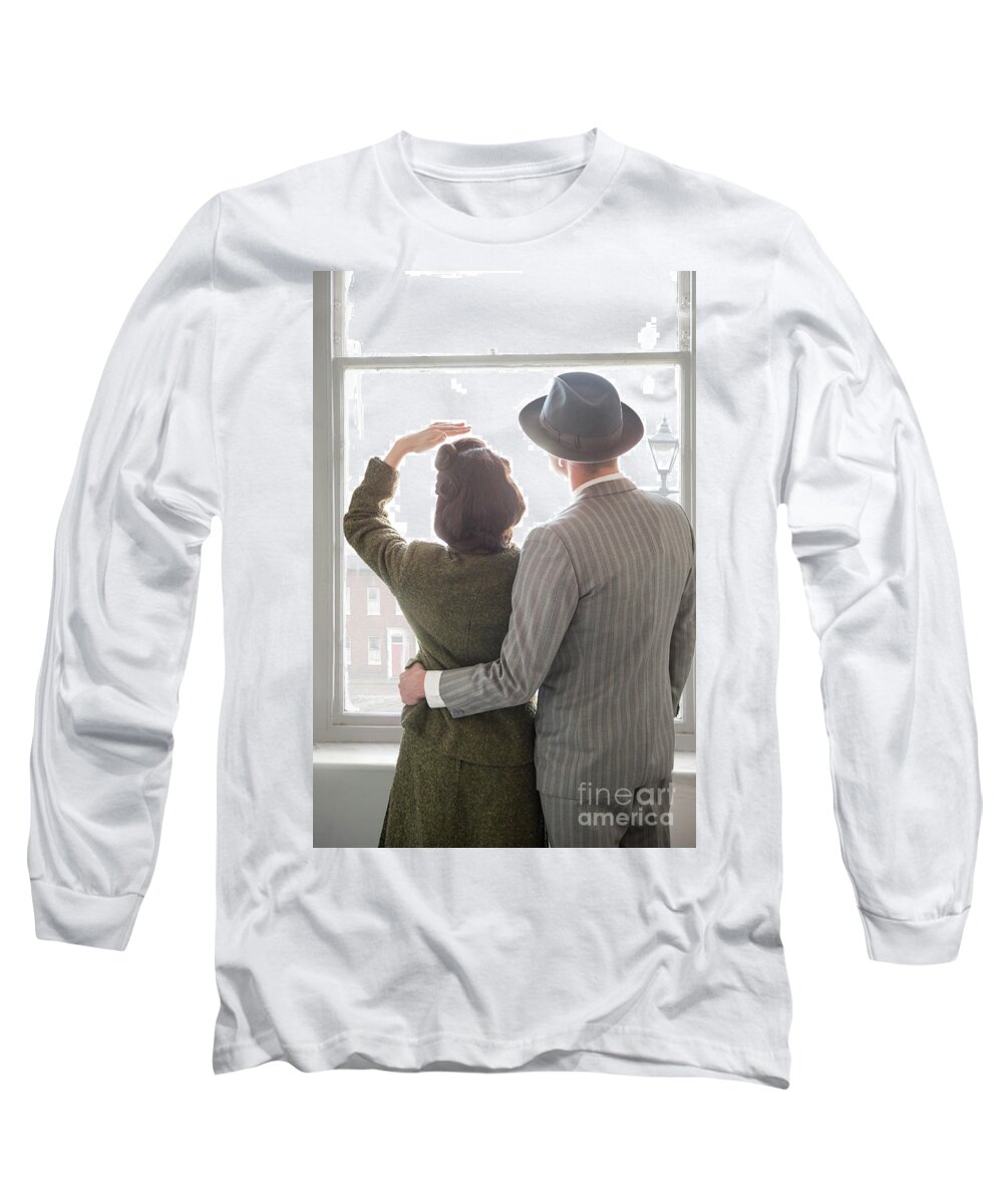 Woman Long Sleeve T-Shirt featuring the photograph 1940s Couple At The Window by Lee Avison