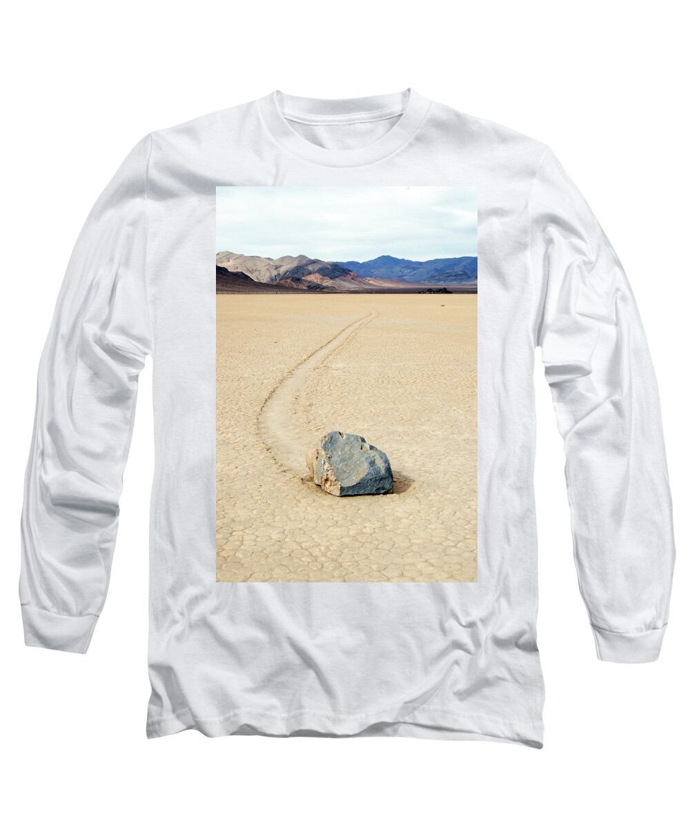 Moving Rock Long Sleeve T-Shirt featuring the photograph Death Valley Racetrack #2 by Breck Bartholomew