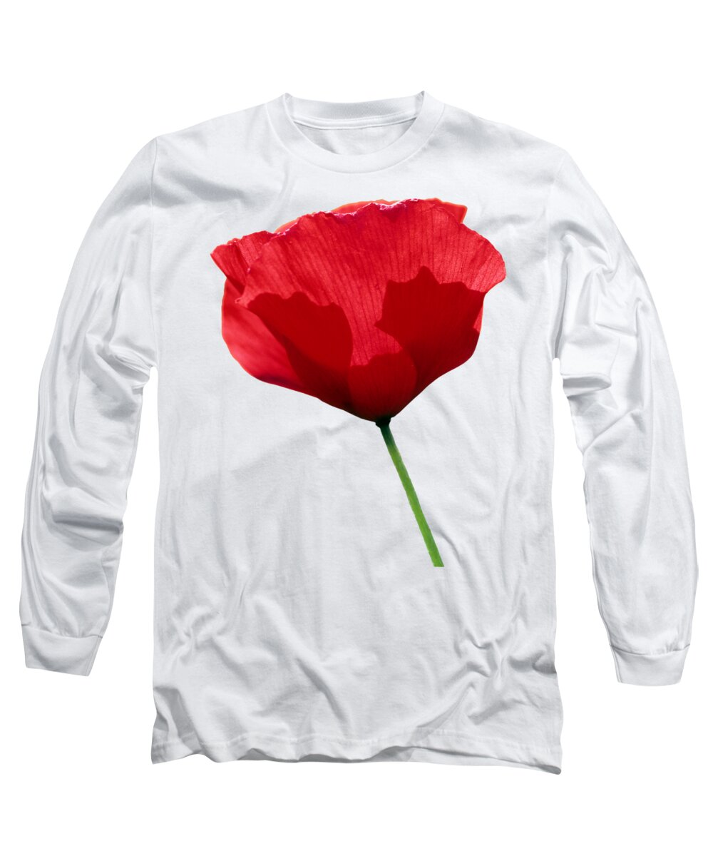Poppy; Corn Poppy; Papaver Rhoeas; Red; Flower; Wild; Plant; Spring; Flowers; Photograph; Photography; Springtime; Season; Nature; Natural; Natural Environment; Flora; Bloom; Blooming; Blossom; Blossoming; Color; Colorful; Country; Countryside; Macro; Close-up; Detail; Details; Poppies; T-shirts; Slim Fit T-shirts; V-neck T-shirts; Long Sleeve T-shirts; Sweatshirts; Hoodies; Youth T-shirts; Toddler T-shirts; Baby Onesies; Women's T-shirts; Women's V-neck T-shirts; Junior T-shirts Long Sleeve T-Shirt featuring the photograph Poppy flower #25 by George Atsametakis