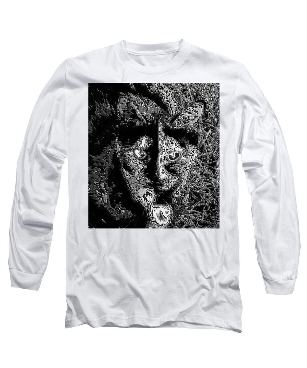 Digital Art Long Sleeve T-Shirt featuring the photograph Coconut the Cat #3 by Belinda Cox