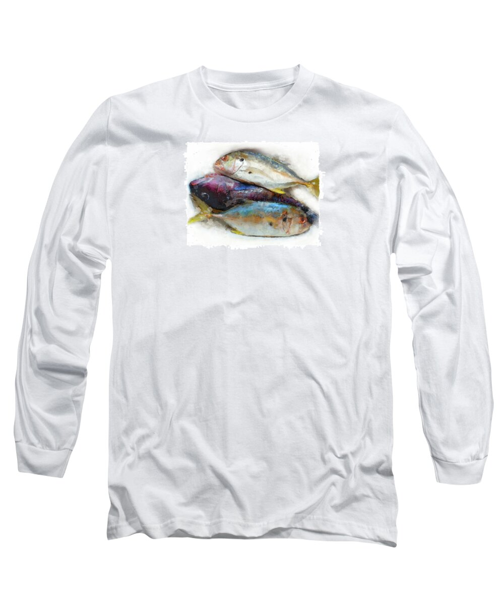 Fish Long Sleeve T-Shirt featuring the digital art 3 Fishes by Brenda Leedy